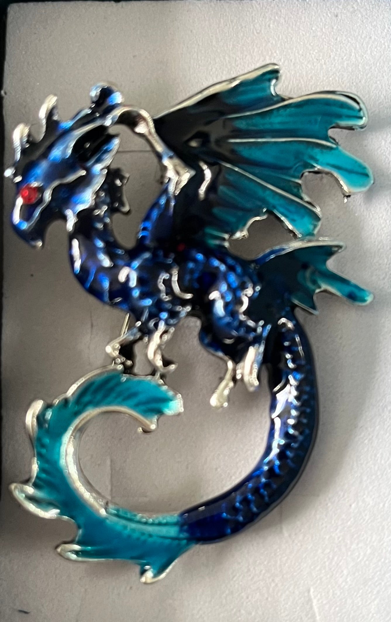 Dragon brooch - blue/ teal
