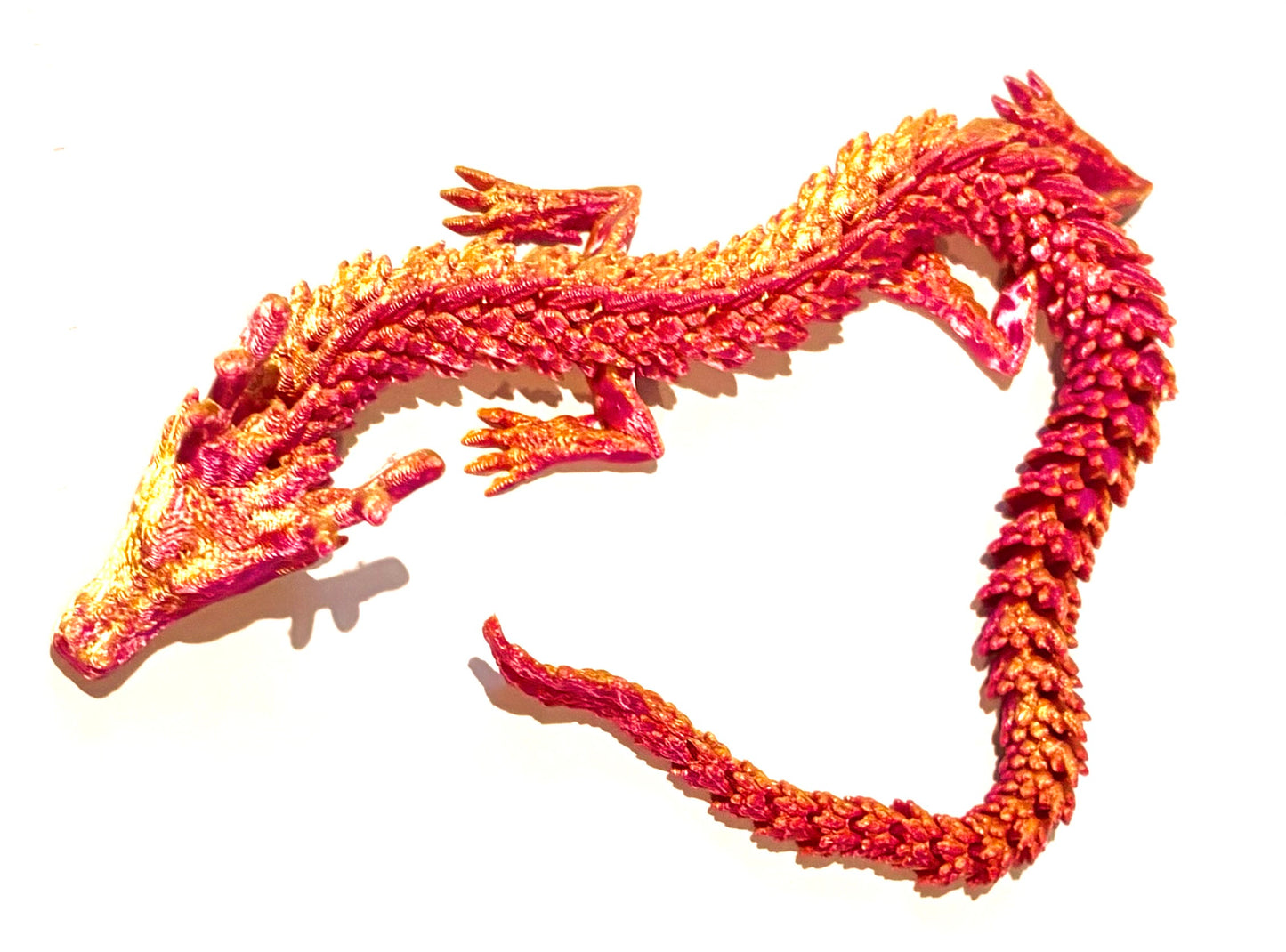 3D printed Dragon - orange/ pink coloured