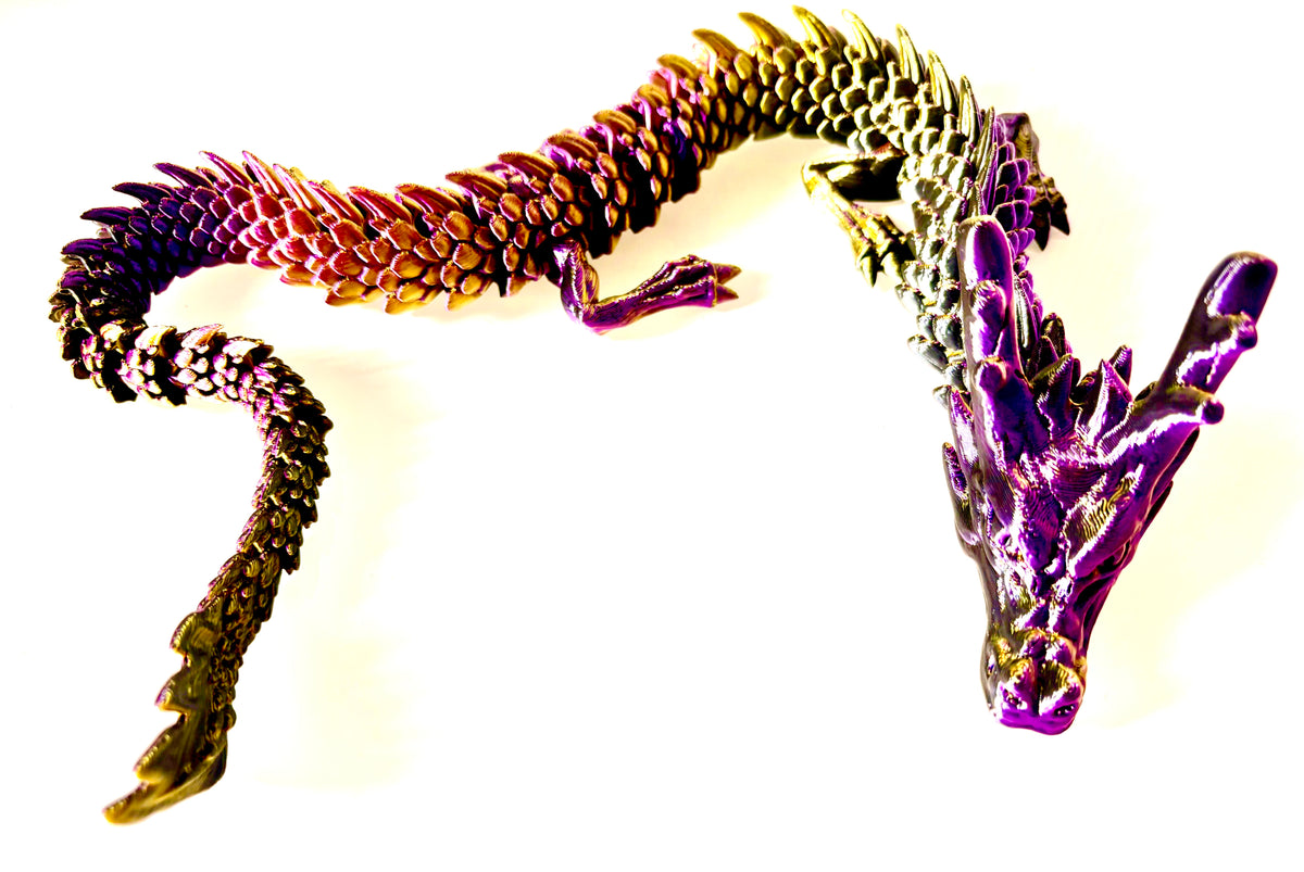 3D printed Dragon - metallic green / purple head