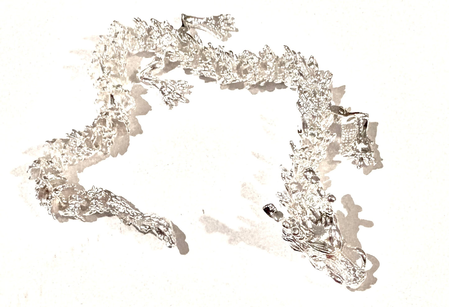 3D printed metal Dragon - silver coloured