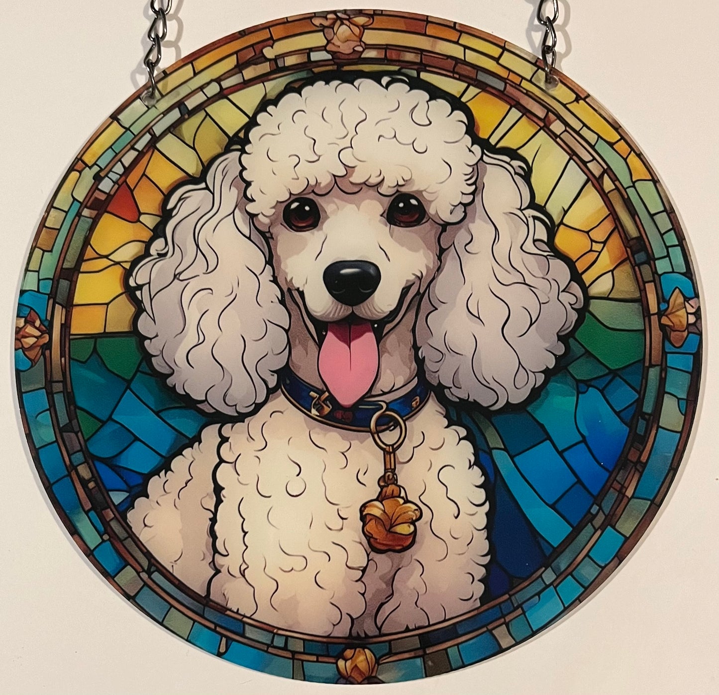 Dog Suncatcher - Poodle (white)