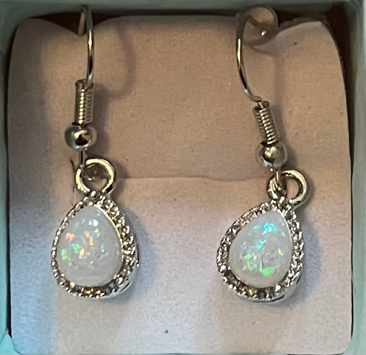 Earrings - white crystalline style