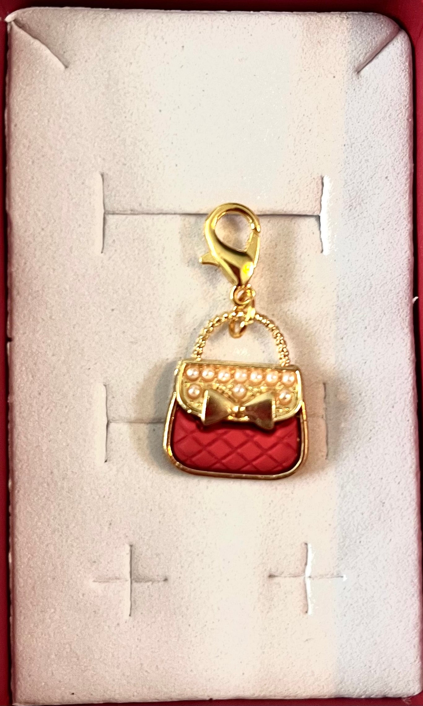 Dog collar charm - Red handbag
