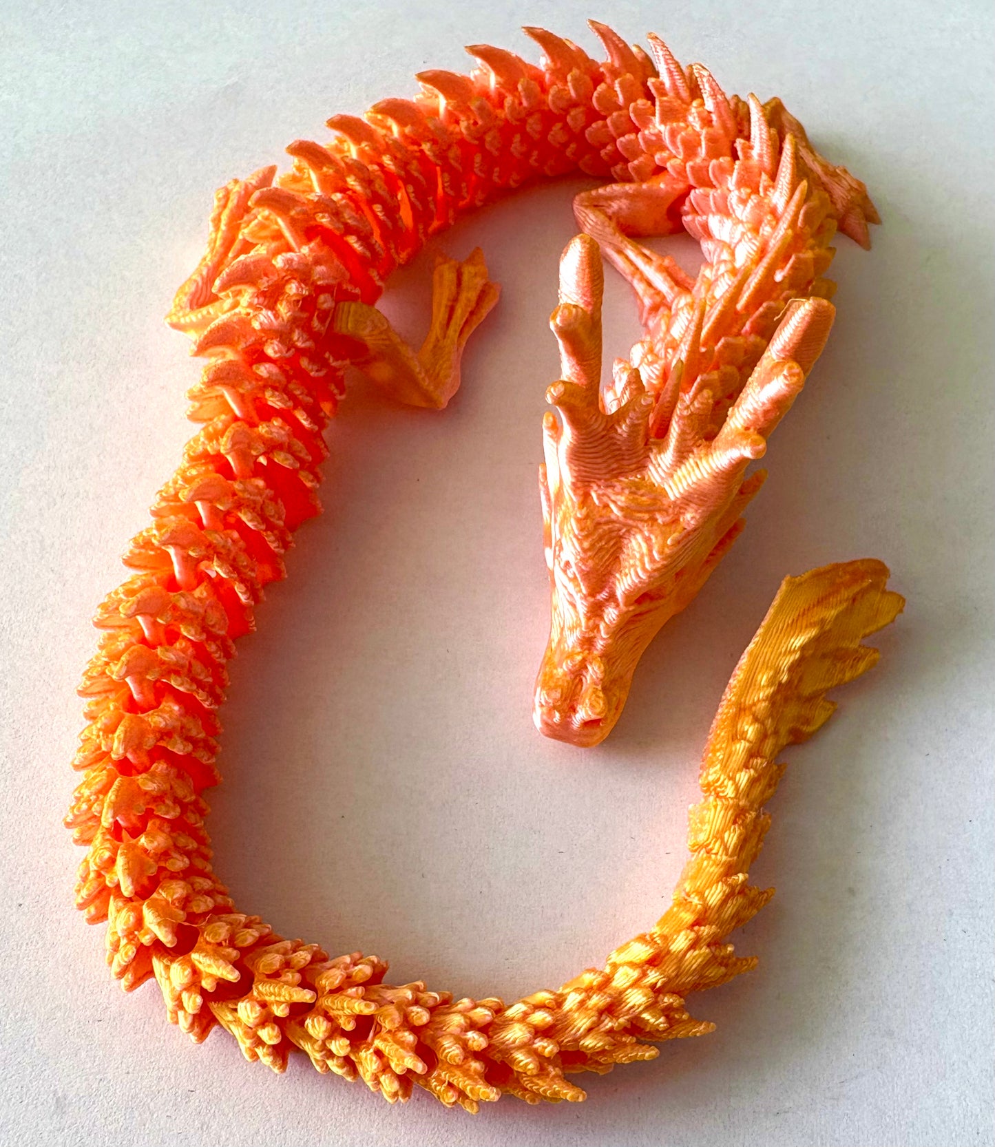 Dragon - 3D printed dragon. Orange/ yellow