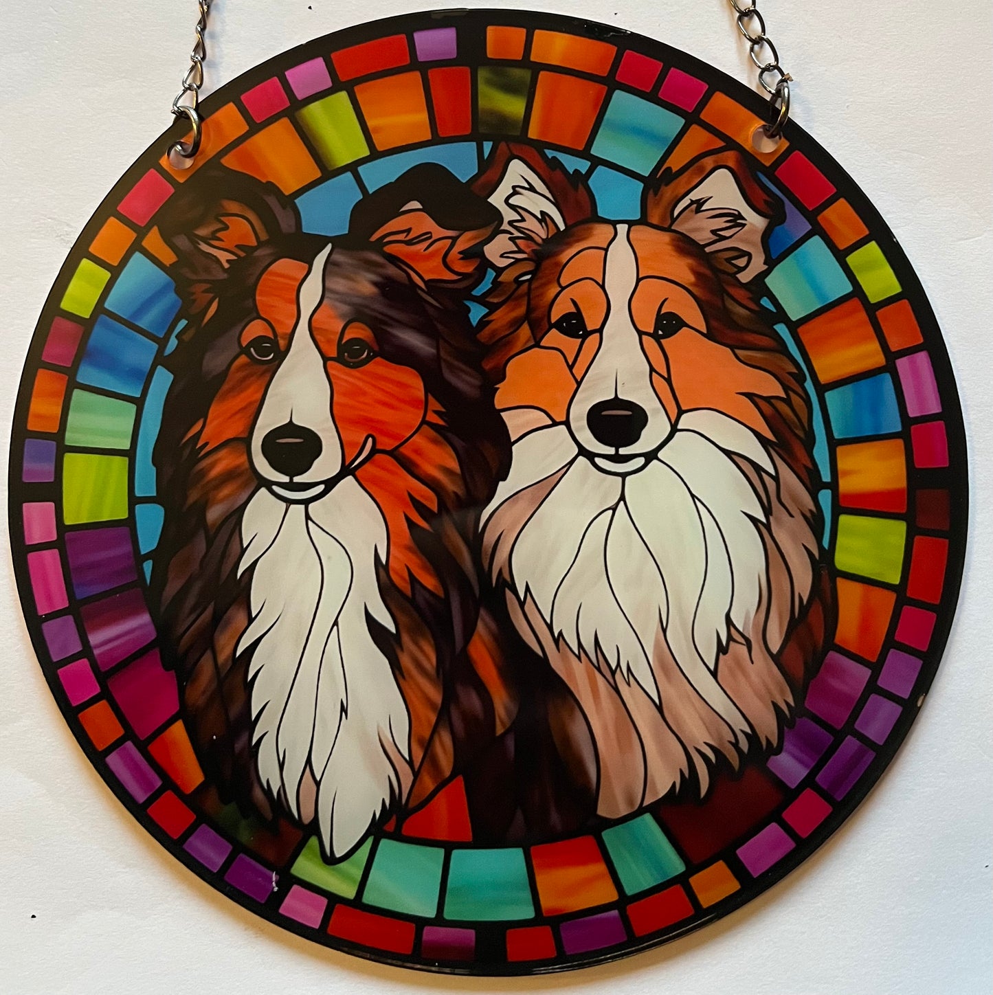 Dog Suncatcher - Sable Collie pair