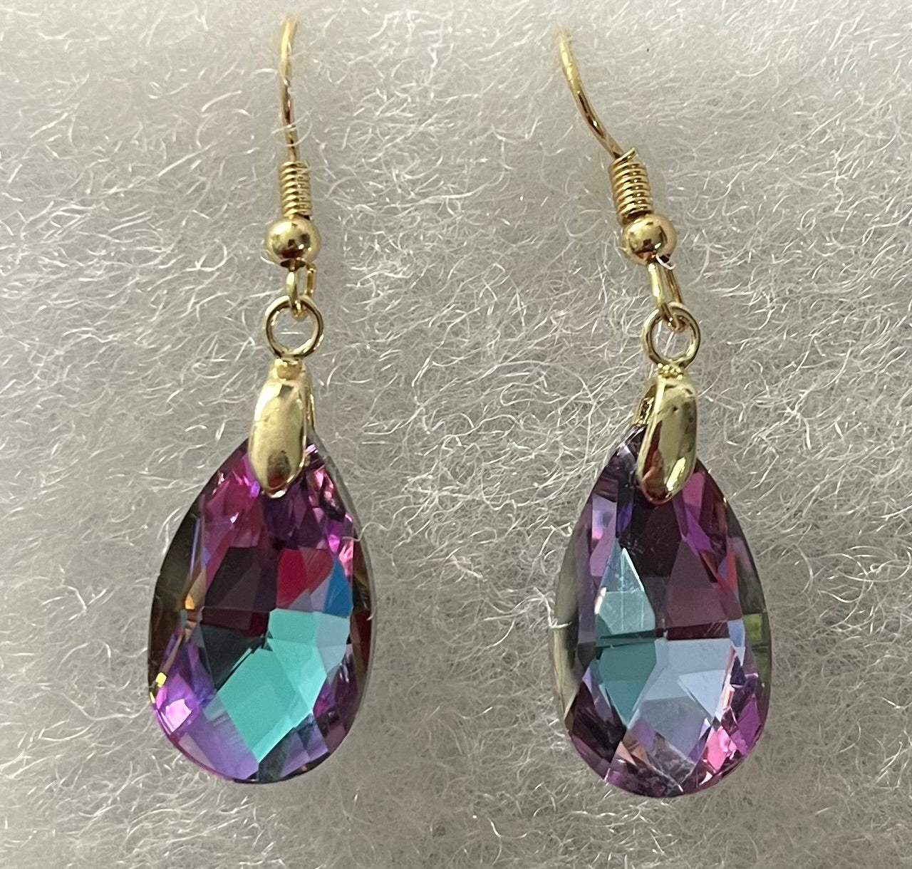 Earrings - purple droplet prism style.