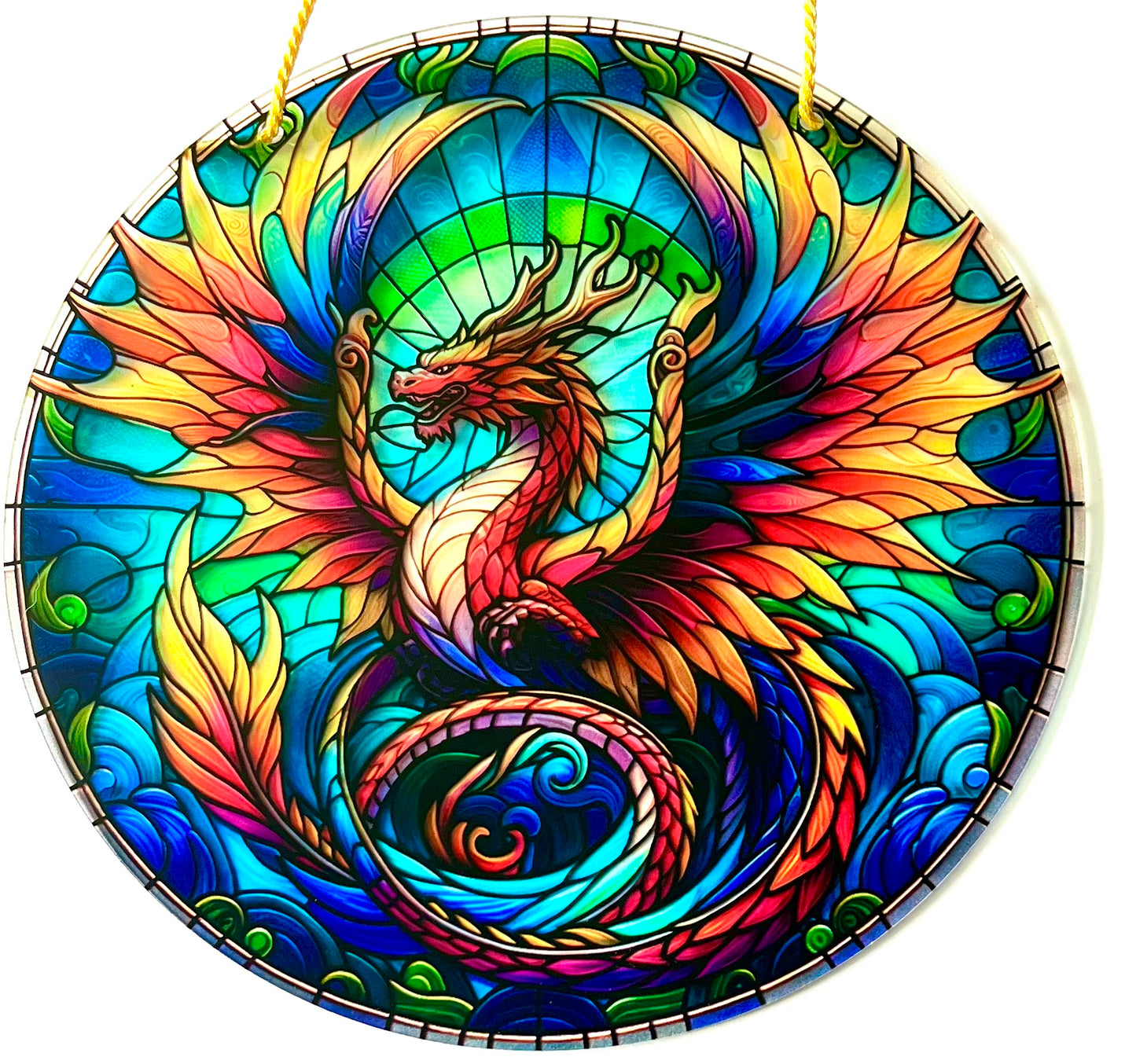 Dragon suncatcher - rainbow coloured
