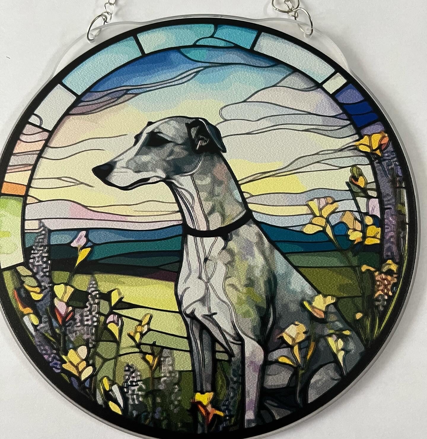 Dog suncatcher - greyhound/ whippet (grey)