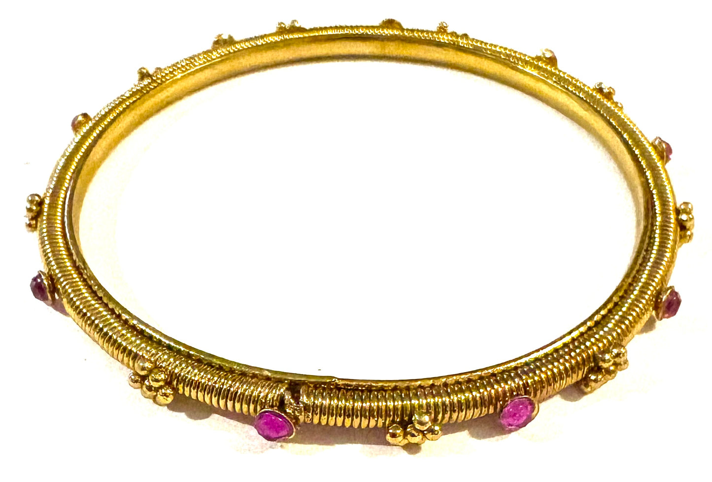 Bracelet - gold coloured bangle, purple style 9