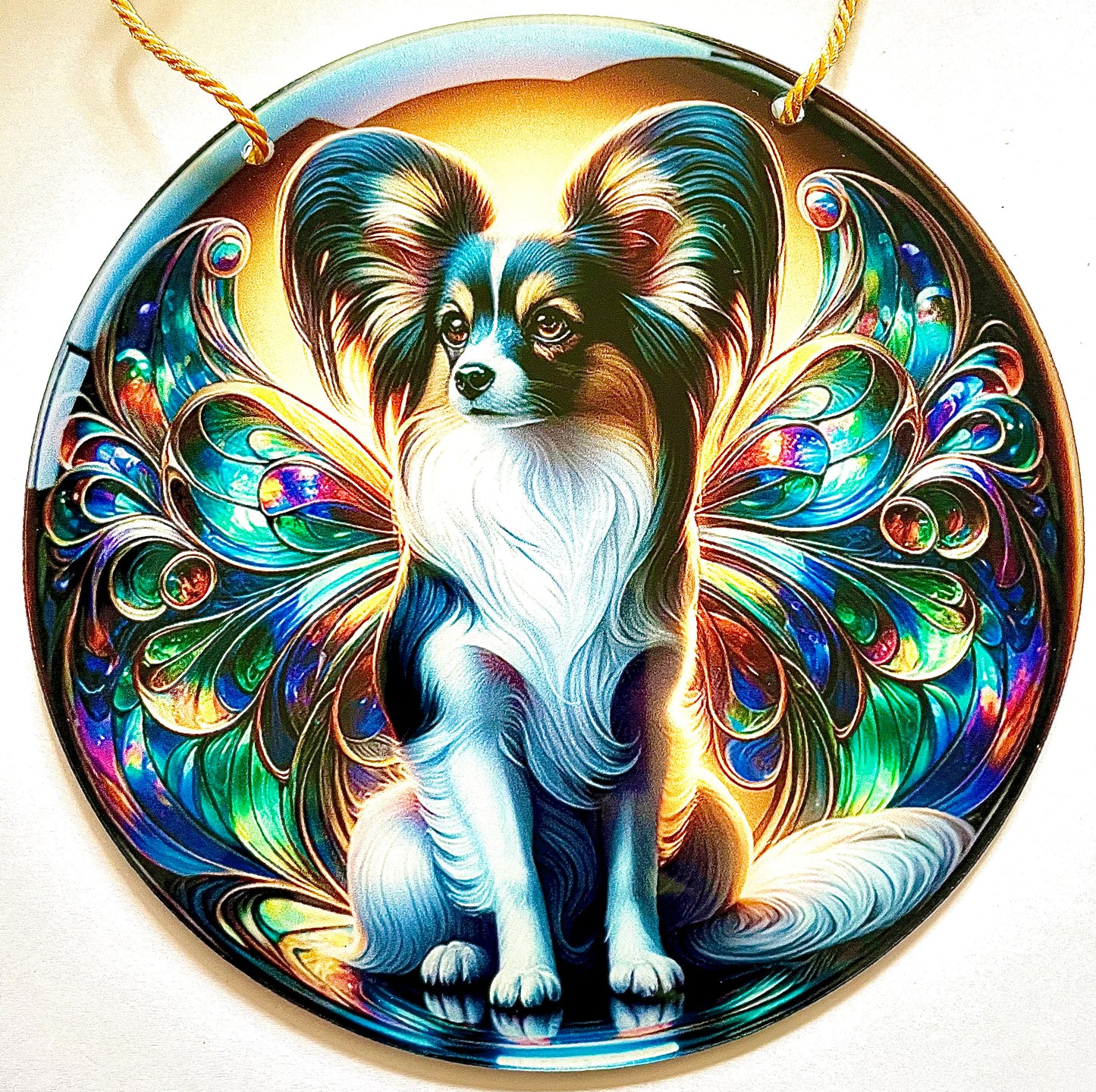 Dog suncatcher - Papillion (tri-coloured)