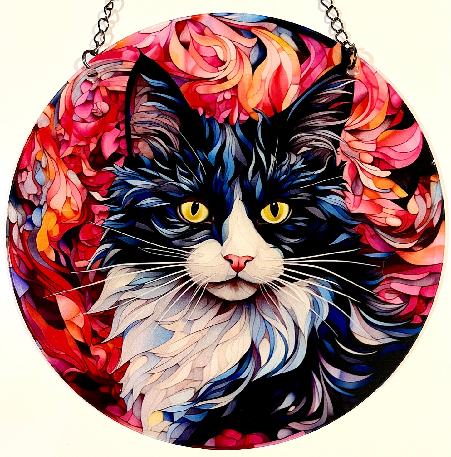 Cat suncatcher - black/ white long haired