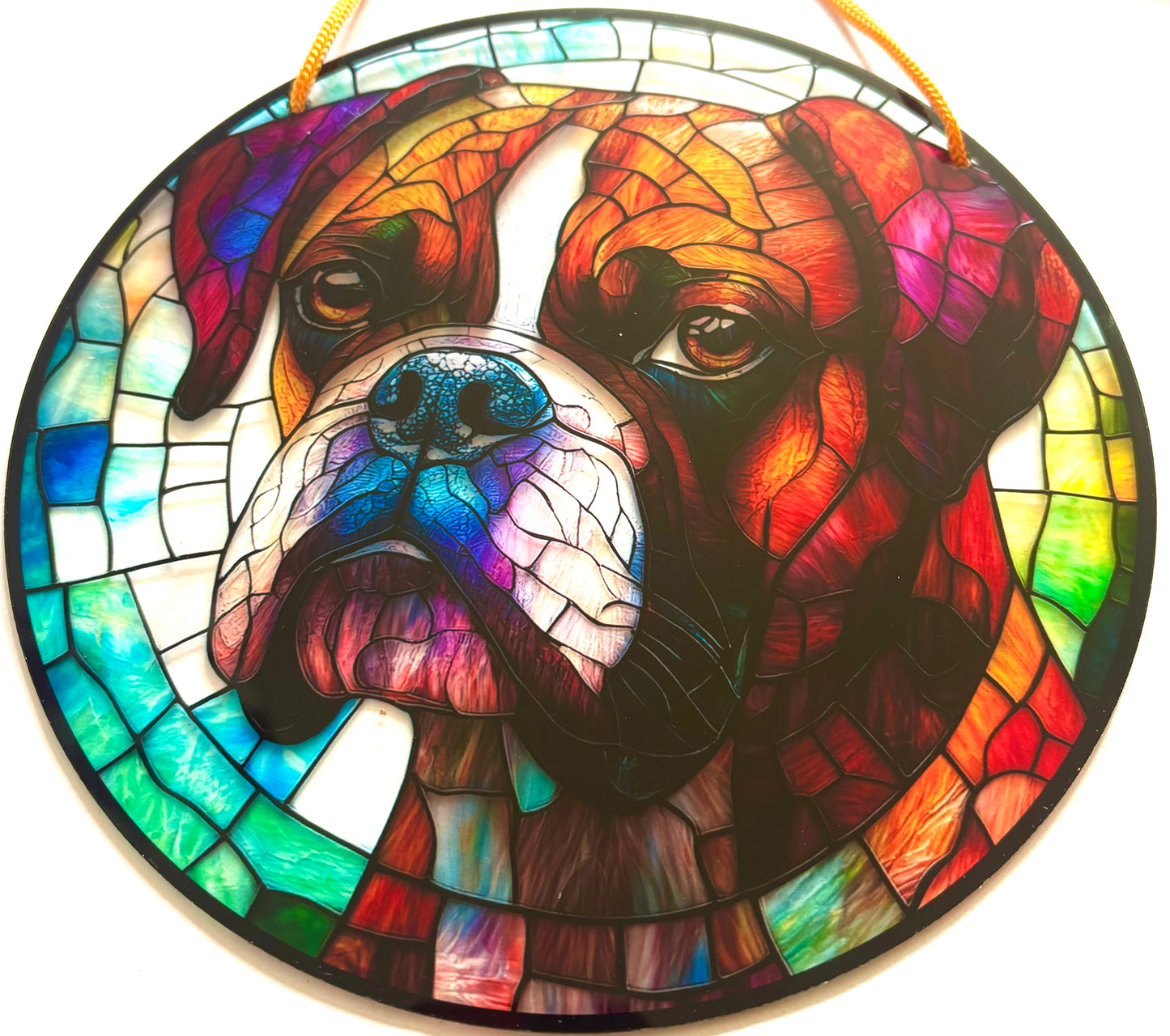 Dog - Suncatcher. Boxer brown/ white