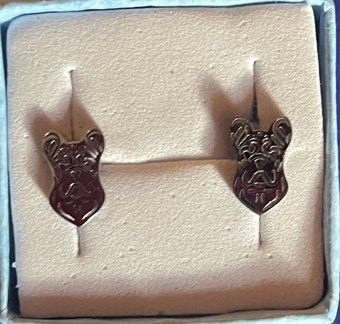 Dog French bulldog stud jewellery earrings