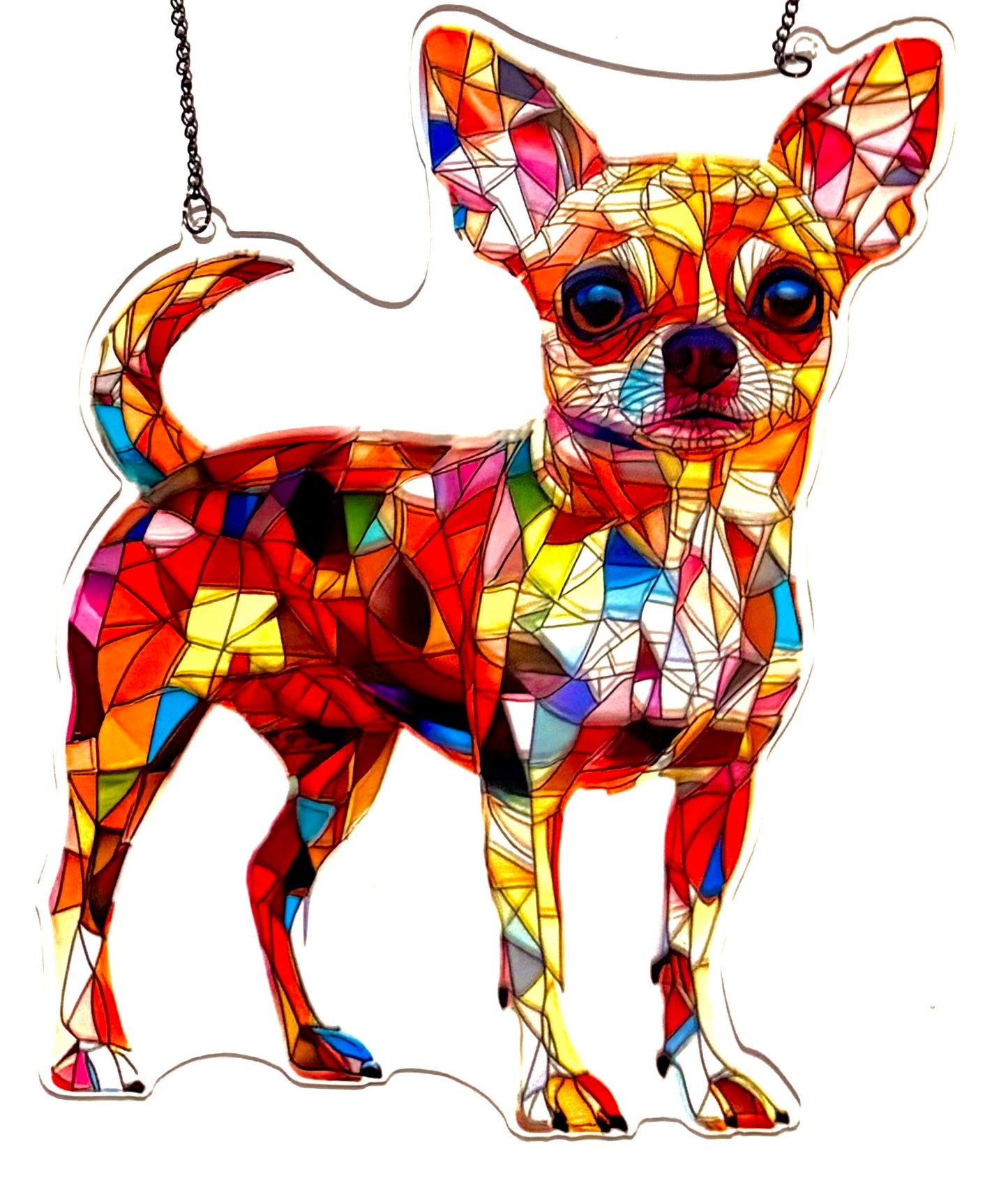 Dog Suncatcher- Chihuahua tan/ multicoloured