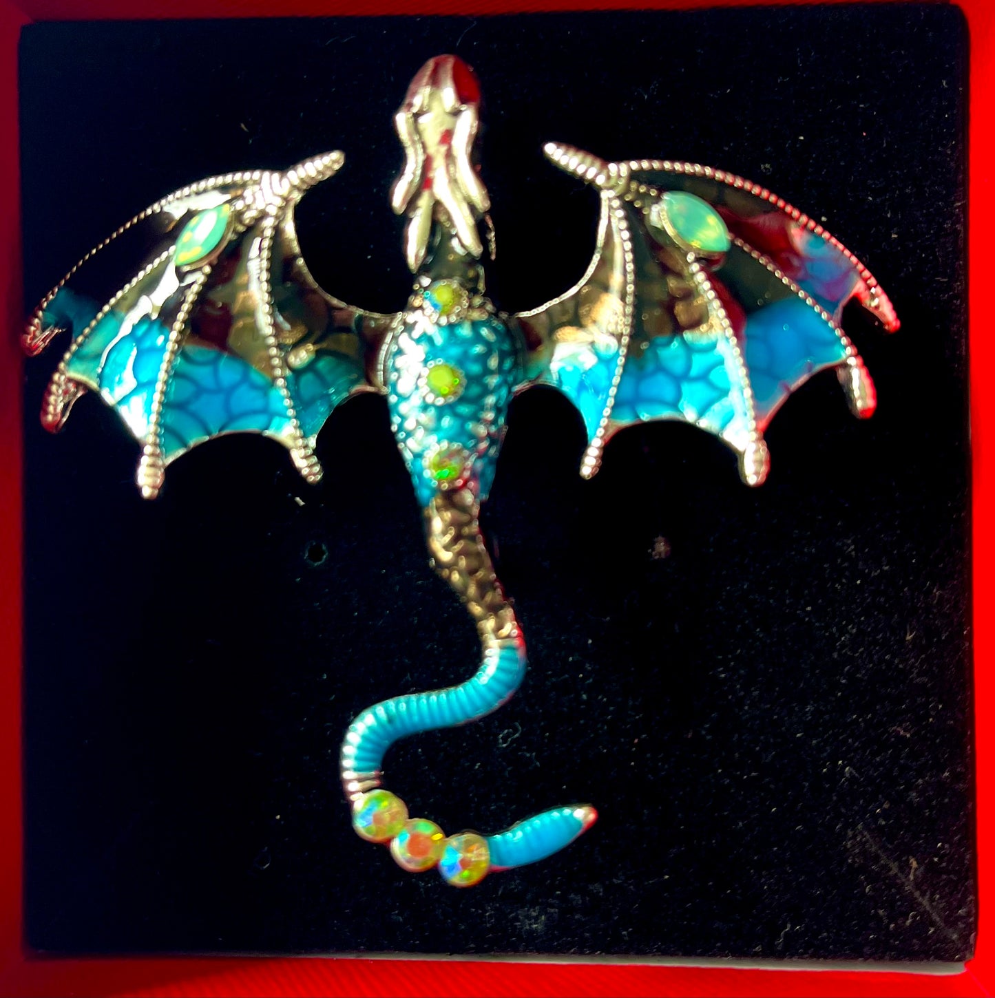 Dragon brooch - blue/ black