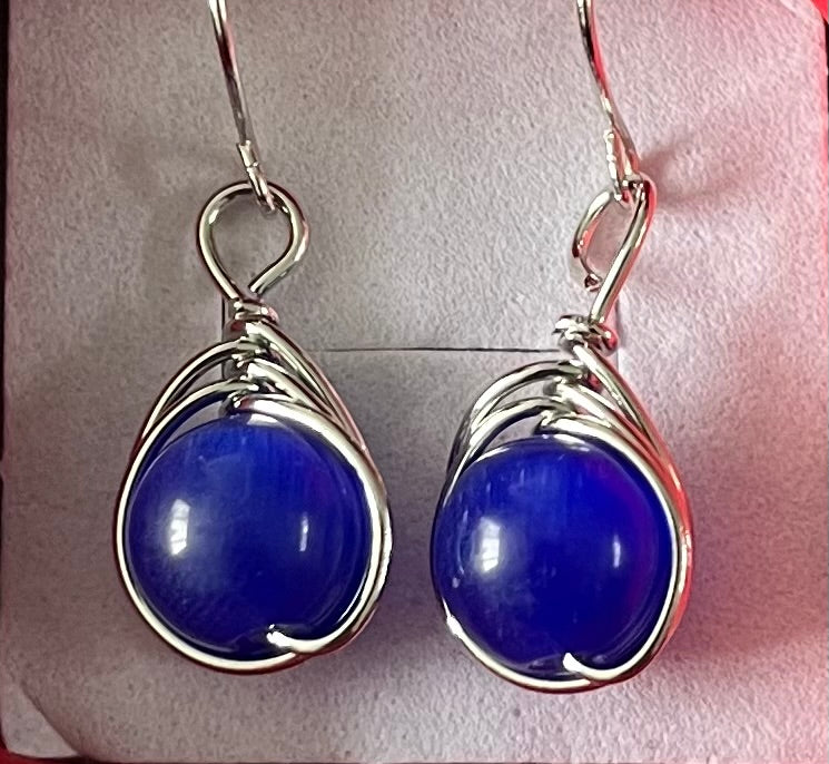 Earrings - Droplet Royal blue lapis style