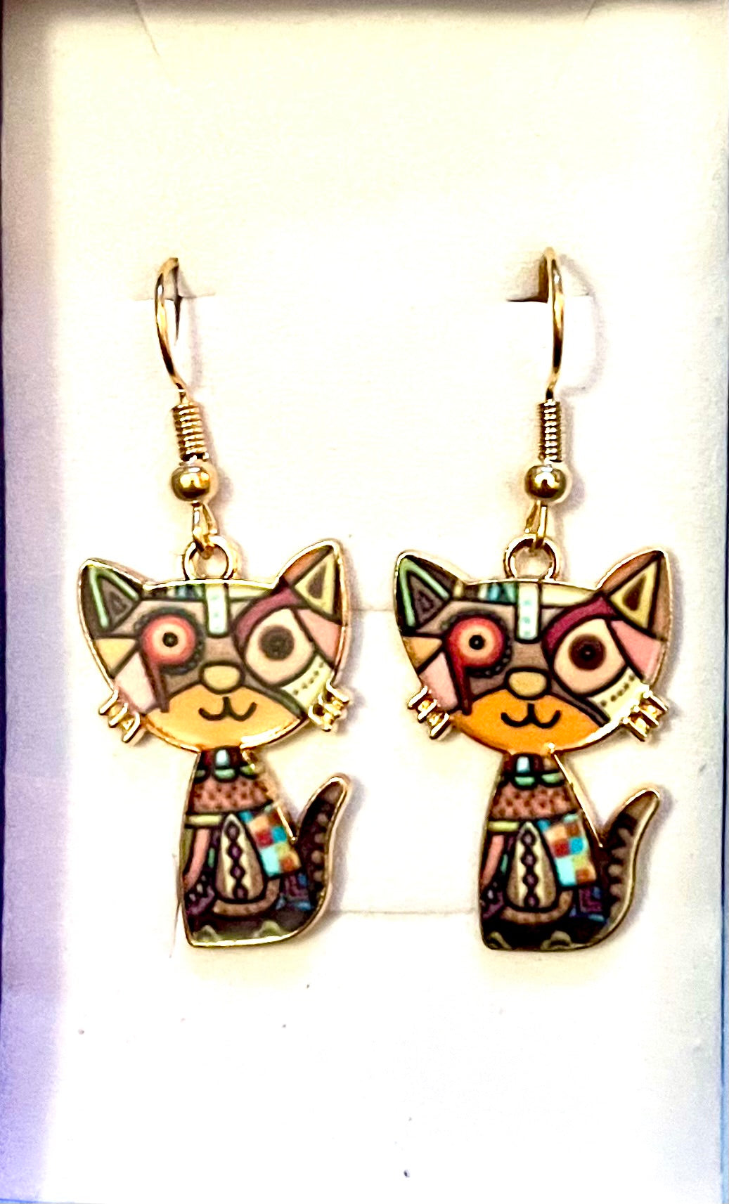 Earrings- cartoon cat orange