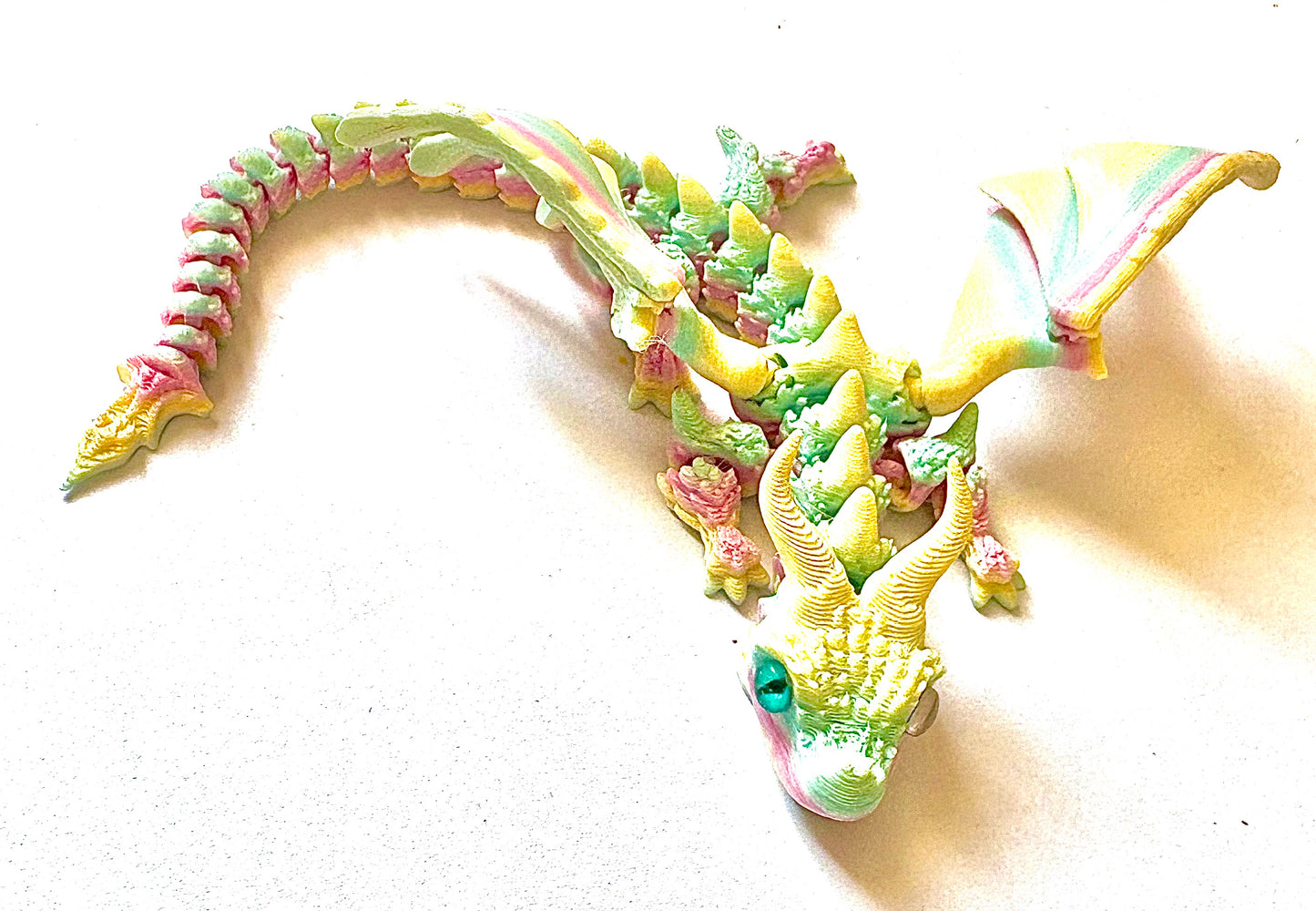 3D printed flying Dragon - mint / yellow/ pink
