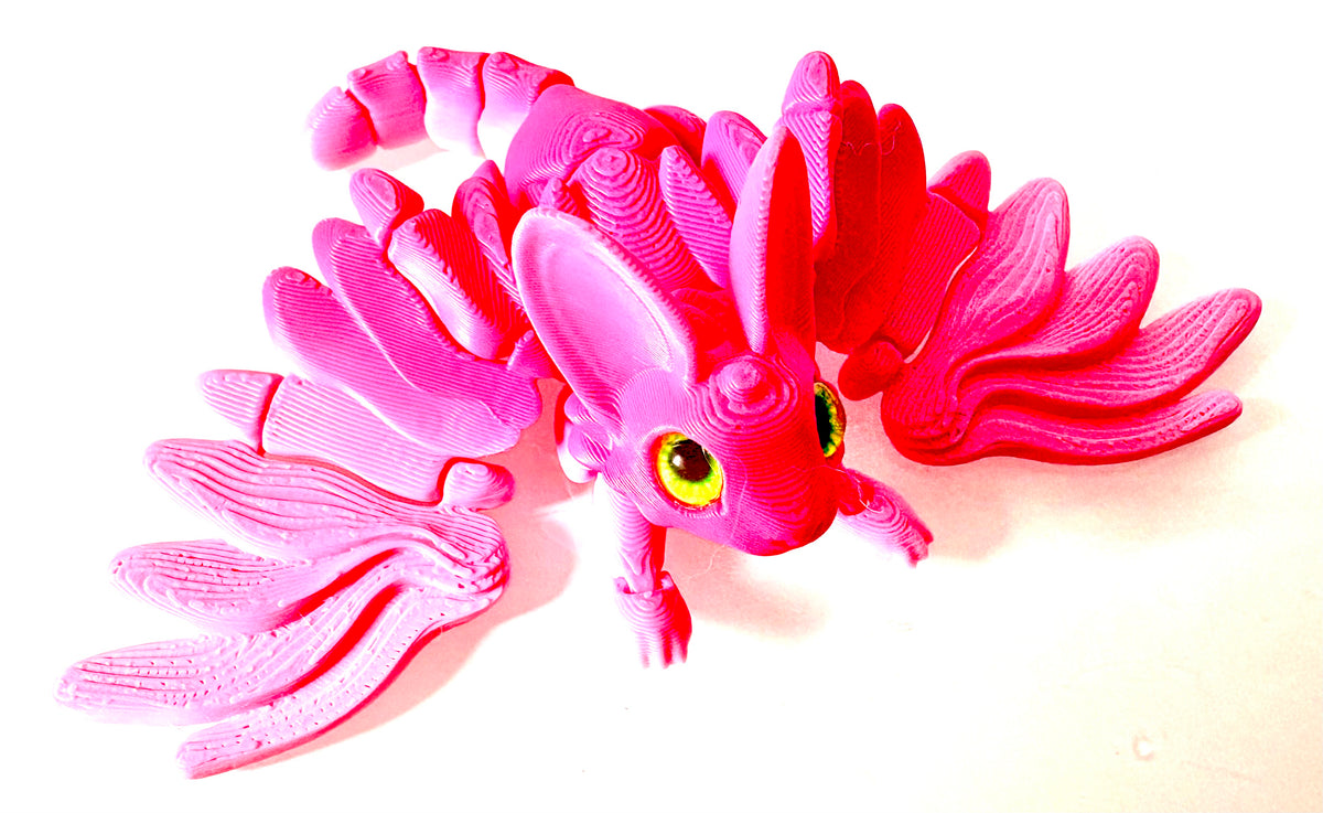 3D Printed Dragon - small pink flying dragon