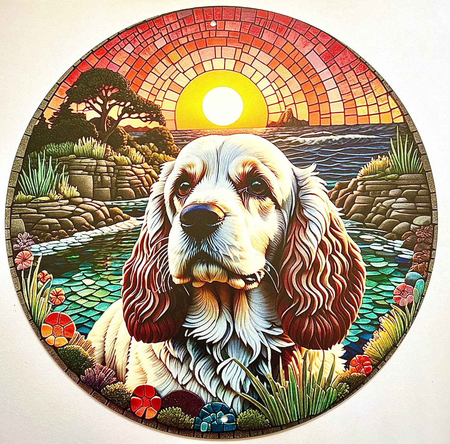 Dog - golden cocker spaniel tinplate sign