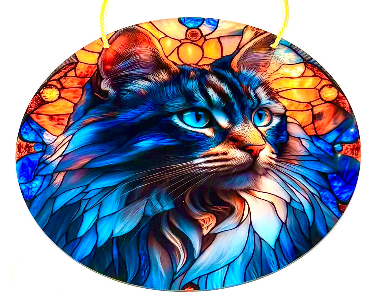 Cat - suncatcher grey/ white Maine coon
