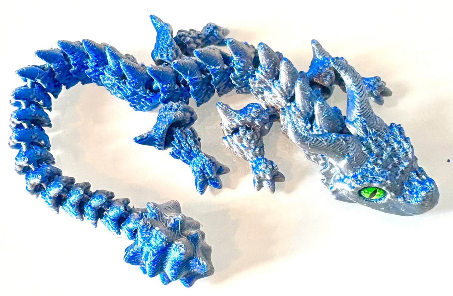 3D printed Dragon - light blue chunky bull dragon