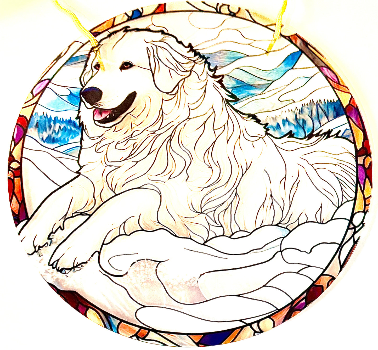 Dog Suncatcher - Pyrenean Mountain dog ( white)