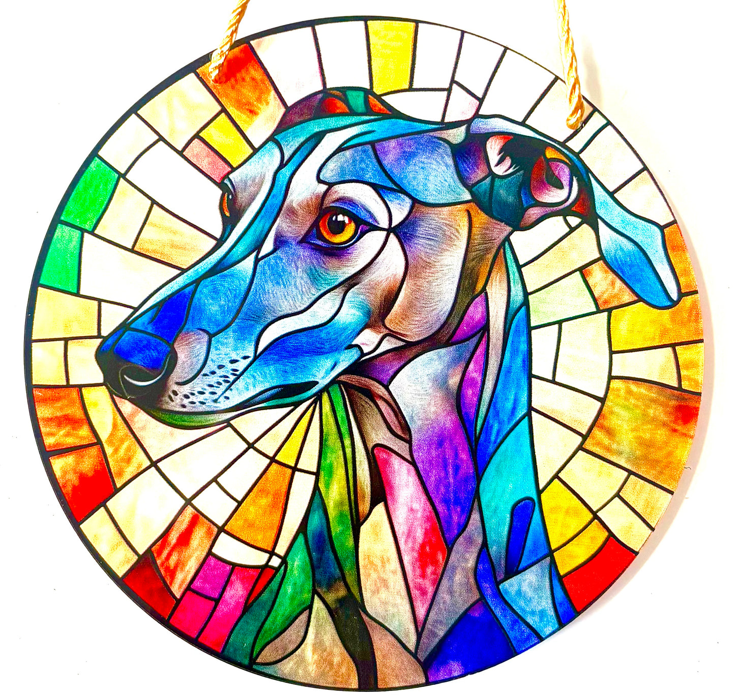 Dog Suncatcher - greyhound/ whippet. grey