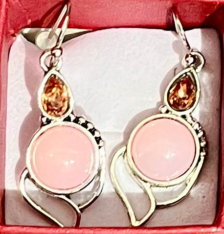 Earrings - droplet, pink