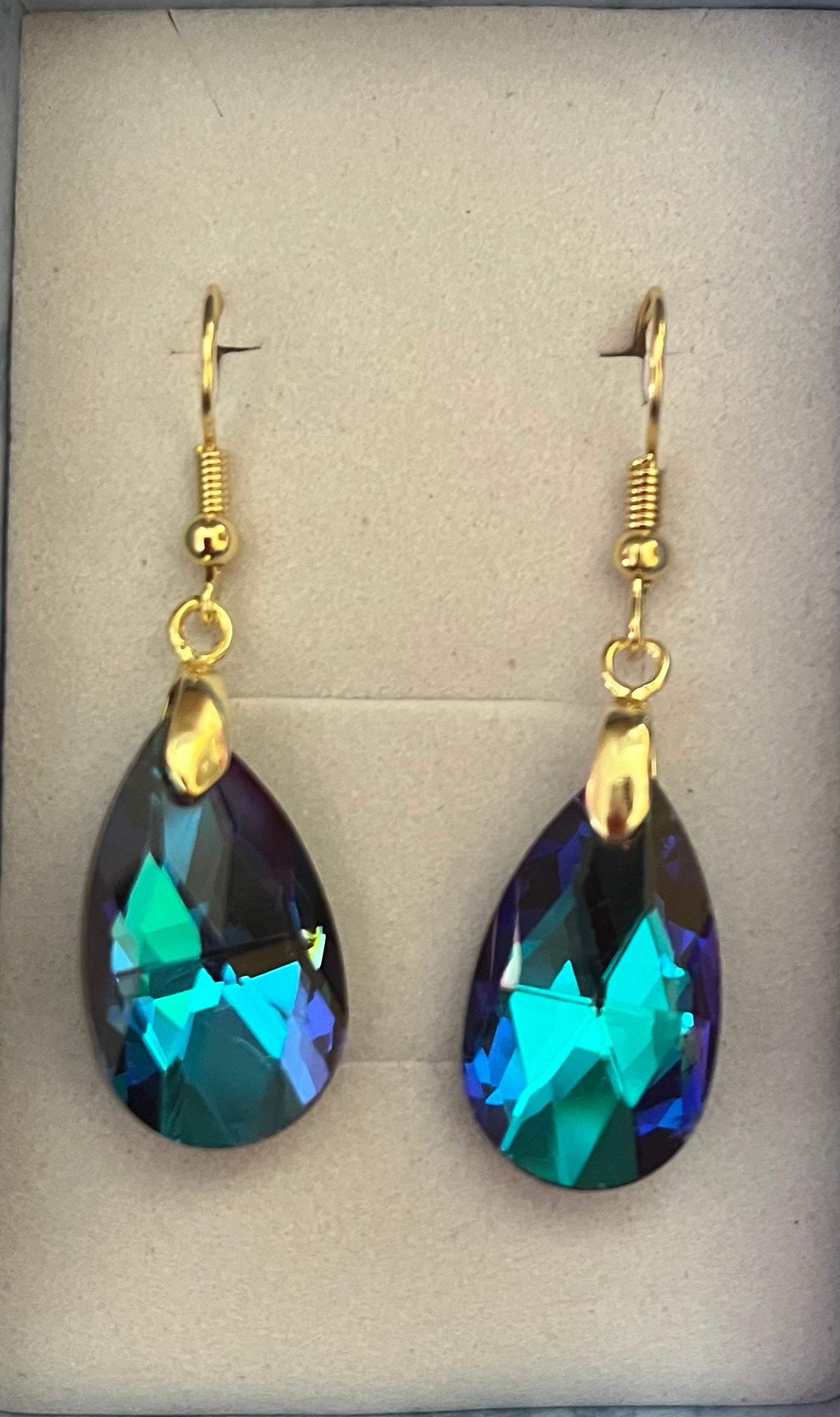 Earrings - blue prism droplet style