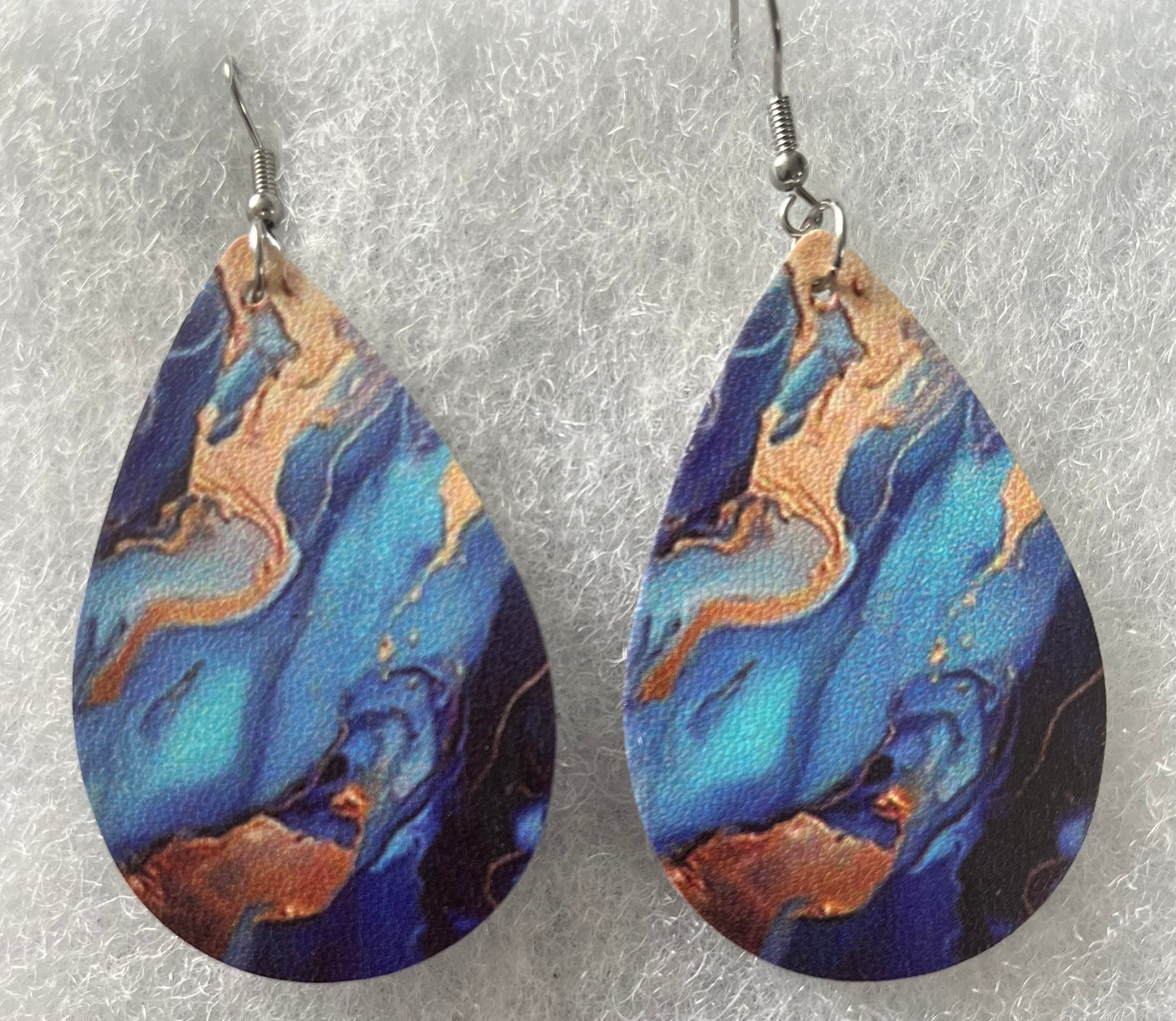 Earrings - Blue/ gold long dangly style