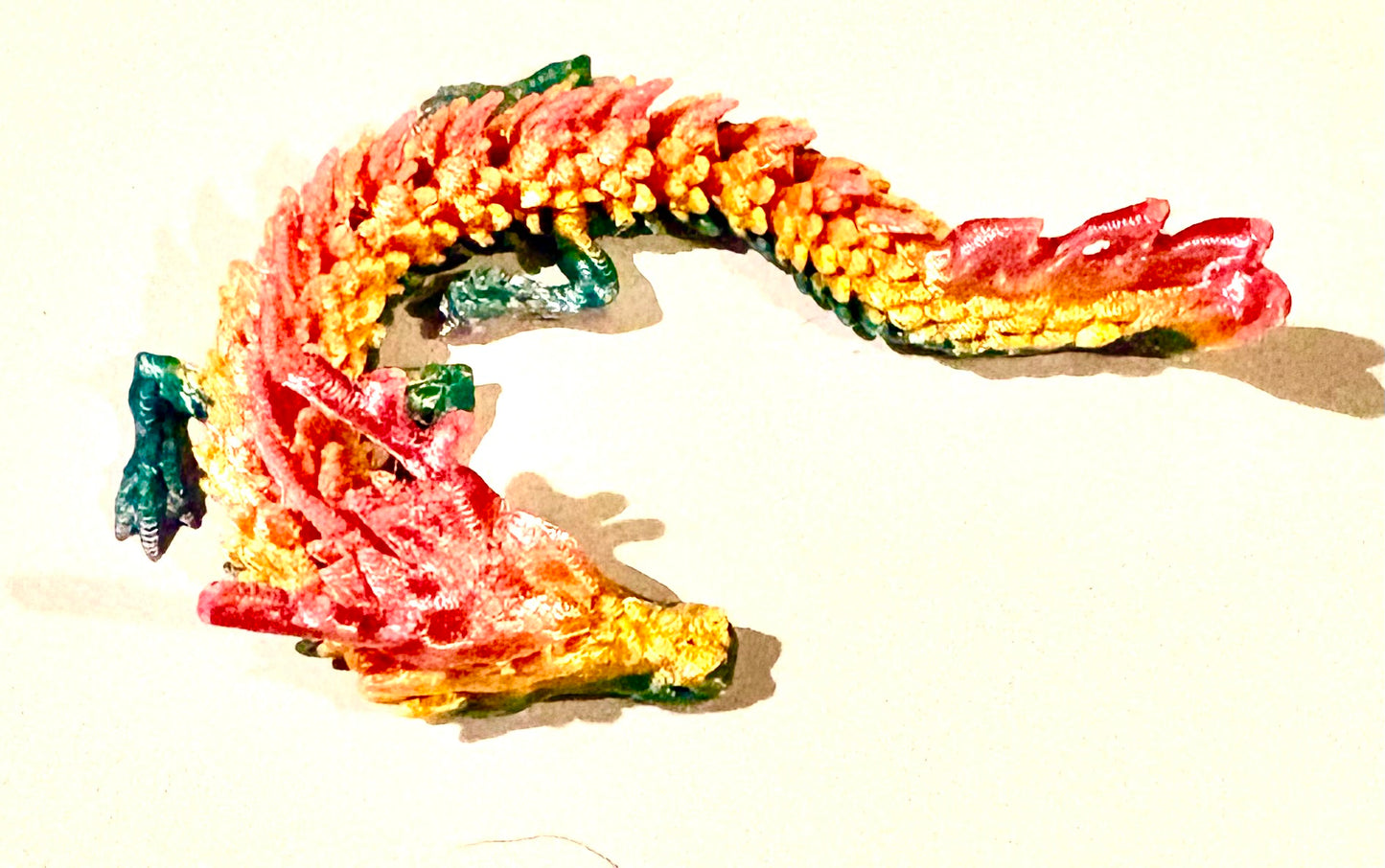 3D printed Small Dragon - pink/ yellow/ green coloured