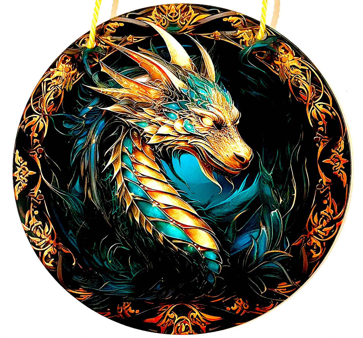 Dragon suncatcher - teal/ gold