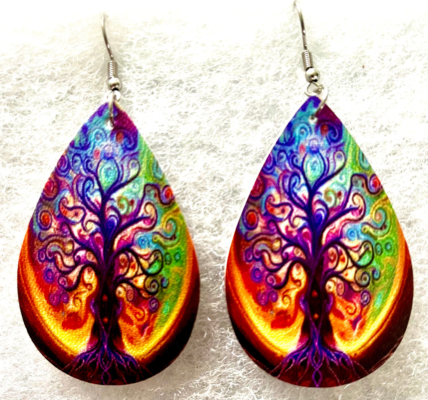 Earrings - Tree off life long dangly & multicoloured