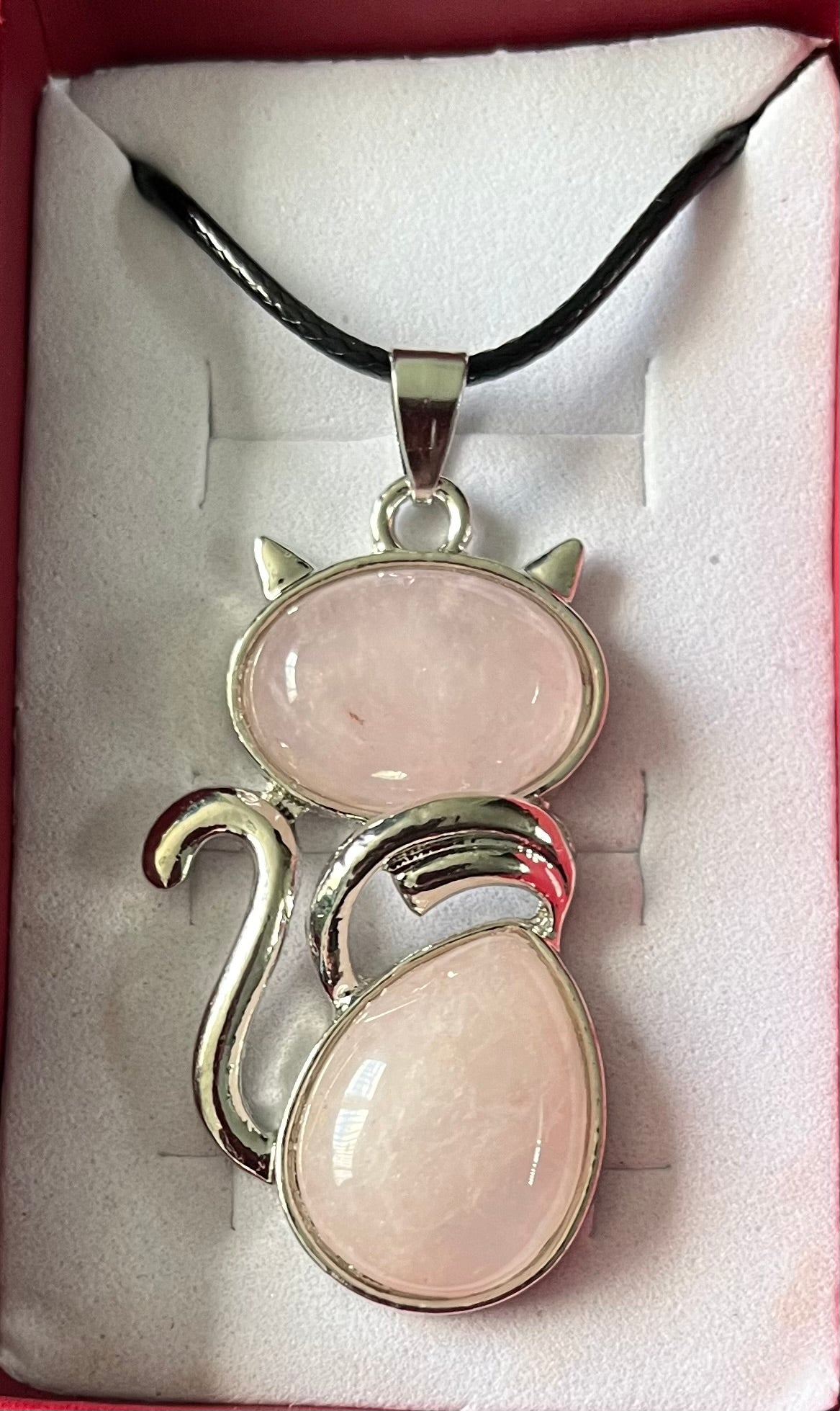 Cat - rose quartz style cat necklace