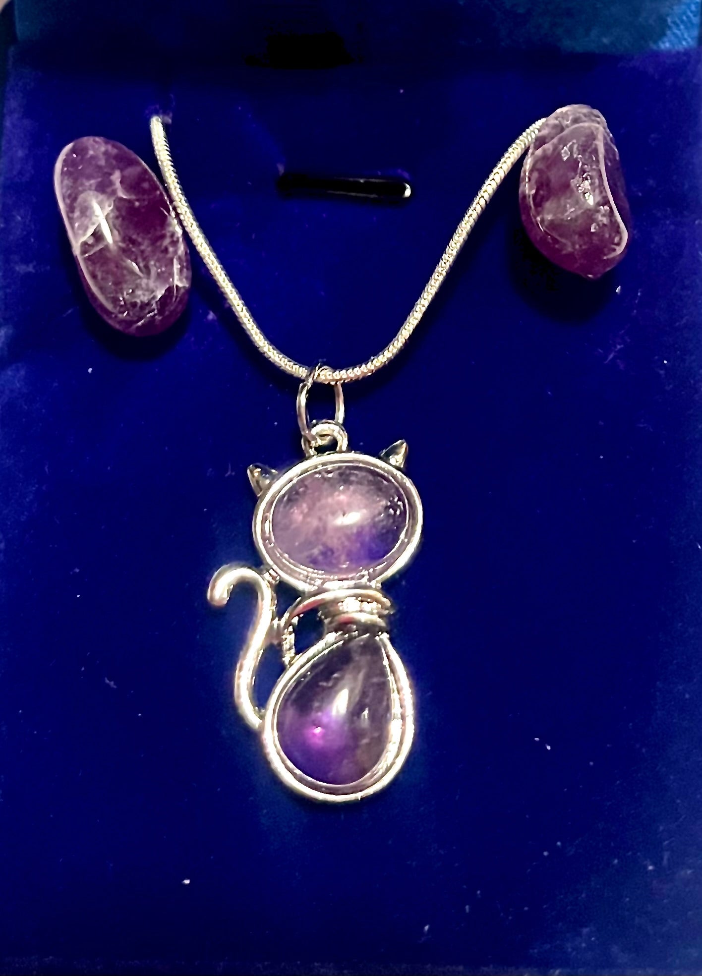 Cat amethyst 2 pce jewellery gift set