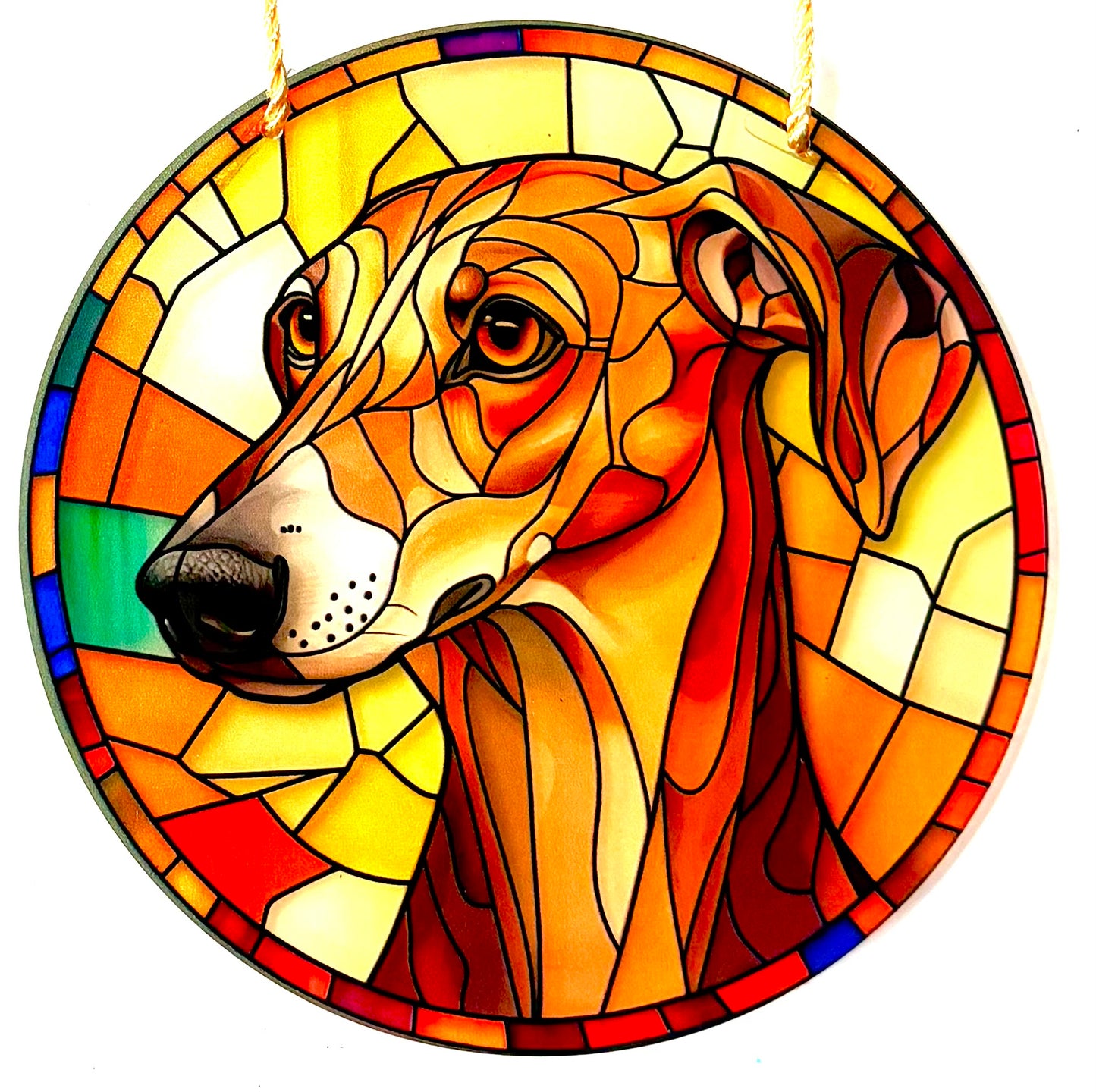 Dog Suncatcher - greyhound/ whippet. Tan