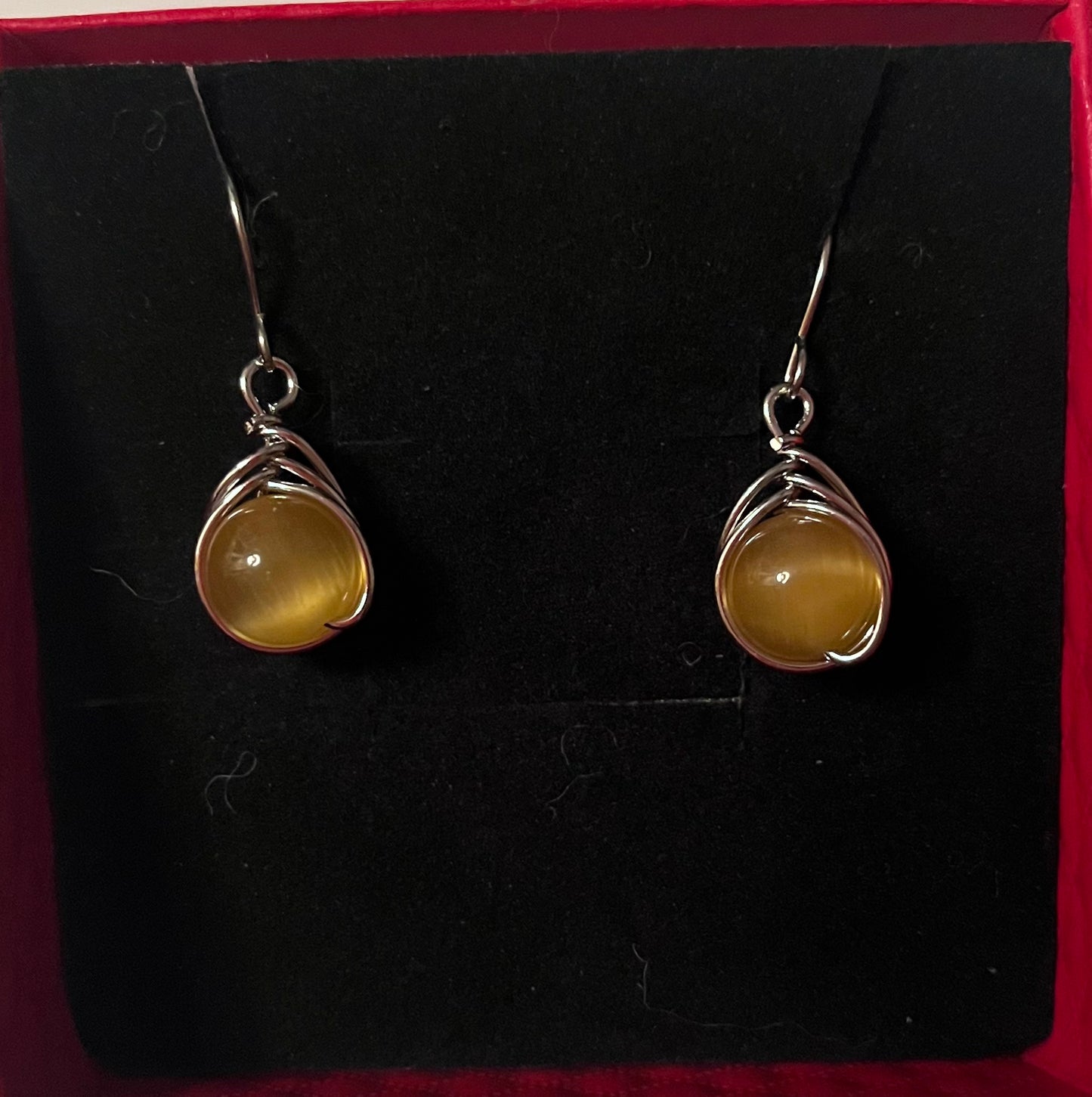 Earrings- amber coloured droplet earrings