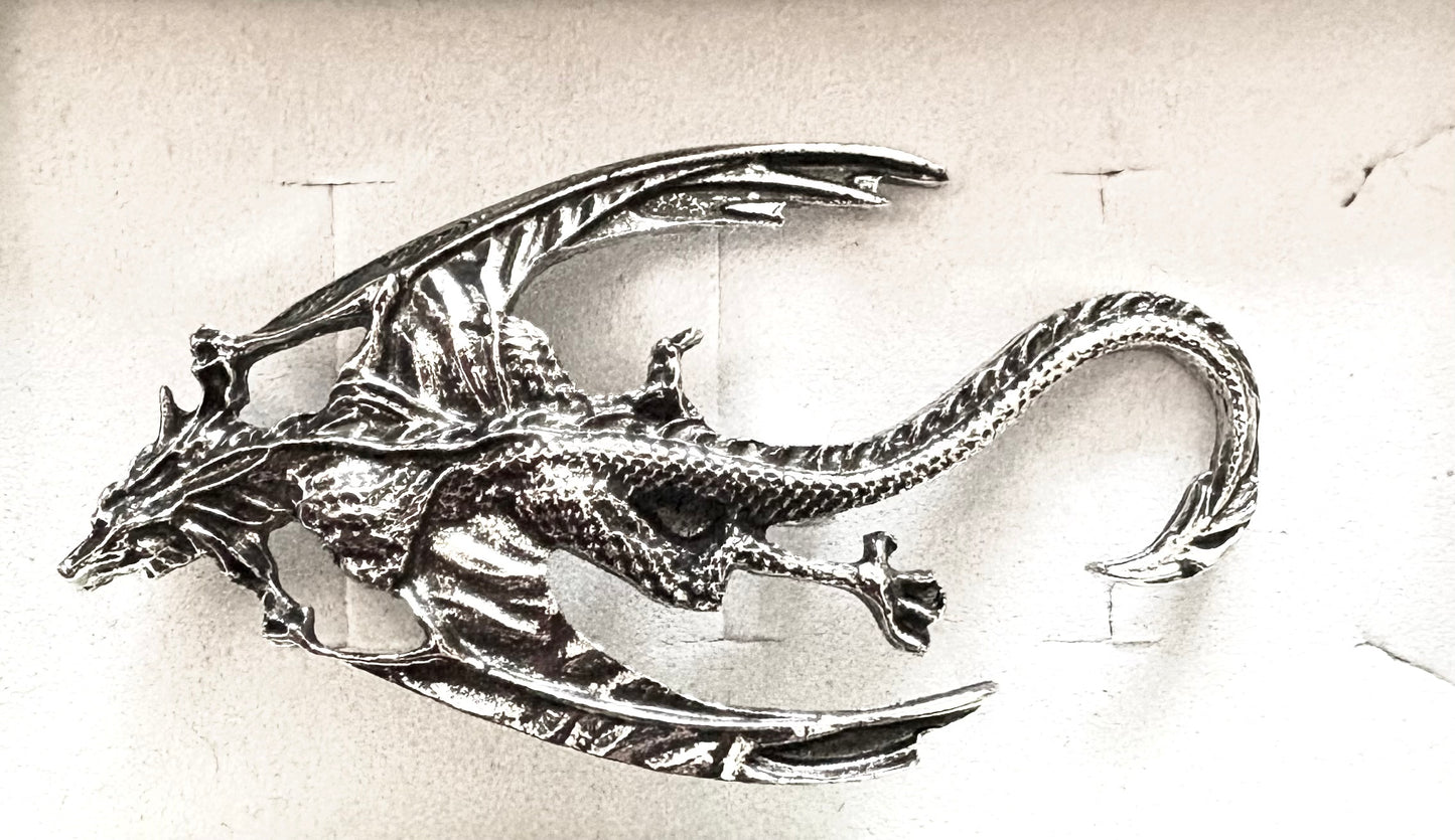 Dragon - Brooch. Silvery coloured