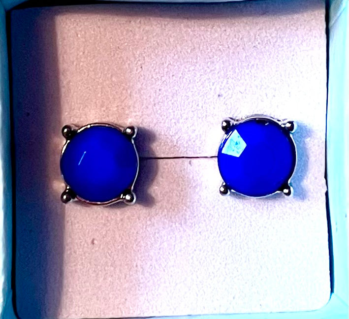 Earrings- preowned medium sized blue studs