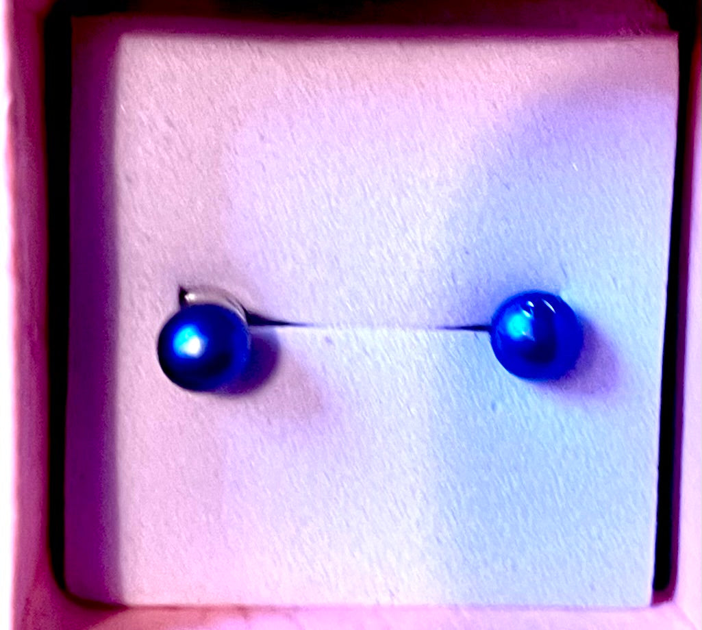 Earrings -preowned metallic blue small studs