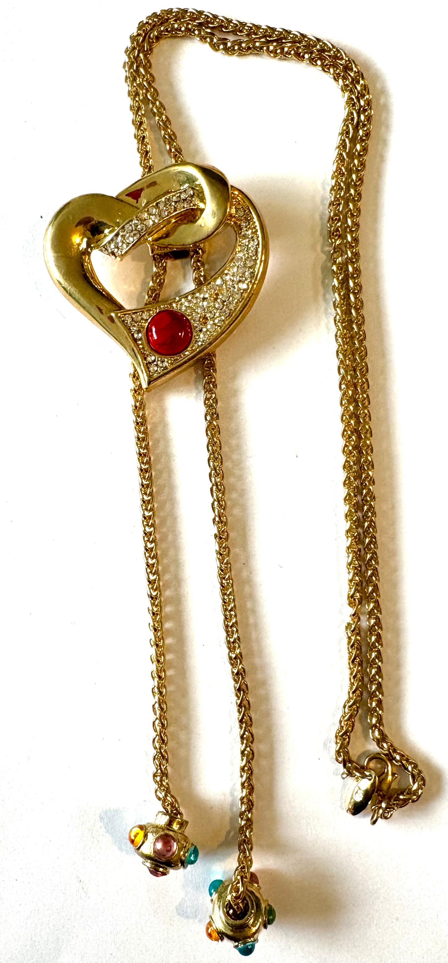 Necklace - gold coloured metal,adjustable long necklace style 34