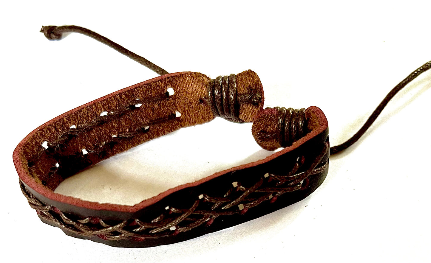 Bracelet - men’s/ women’s brown stitched leather