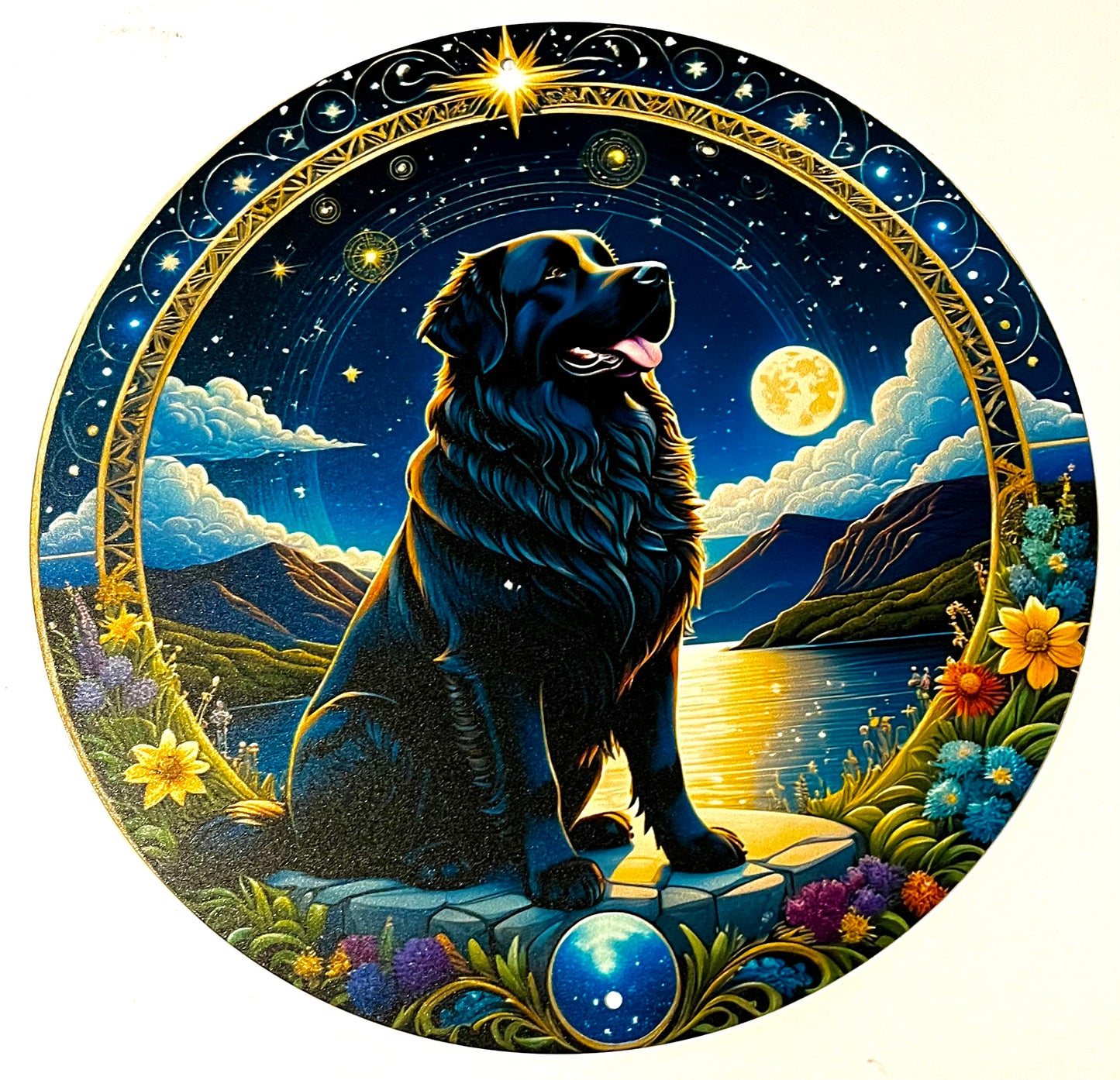 Dog tinplate sign- Black Newfoundland