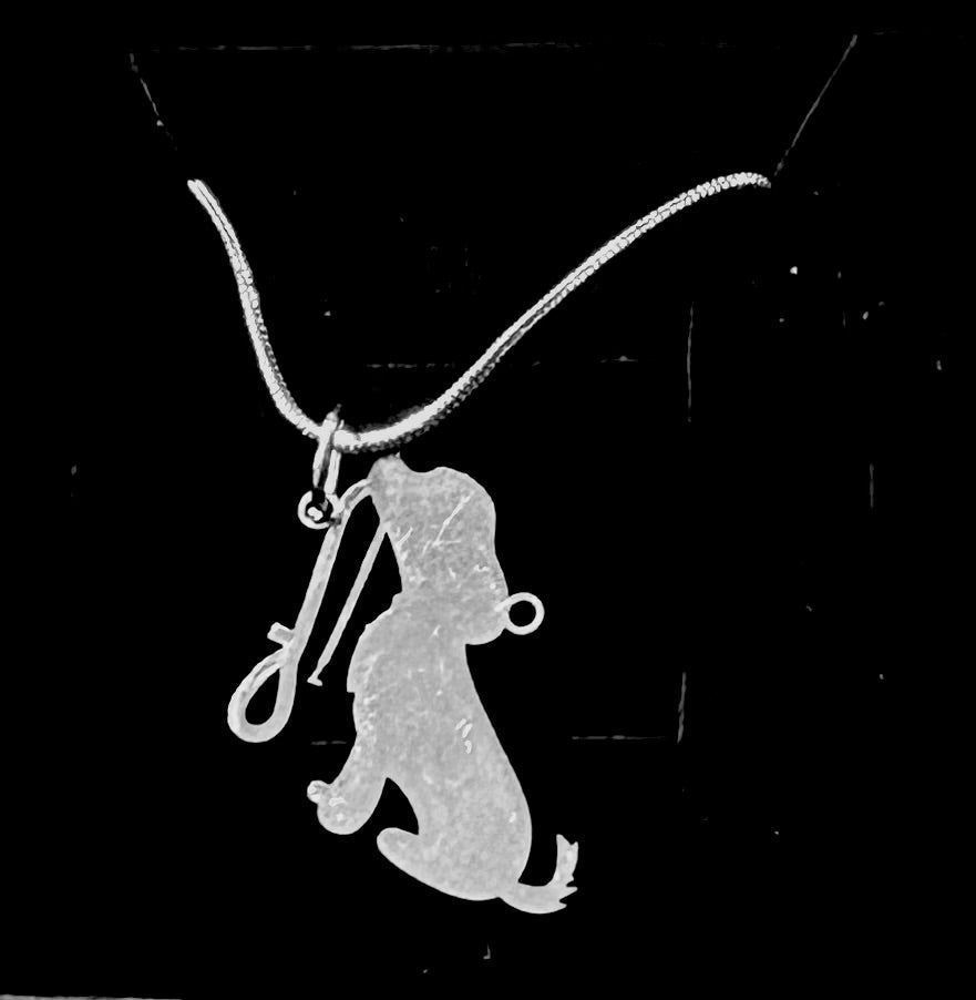 Dog - necklace - with lead silhouette