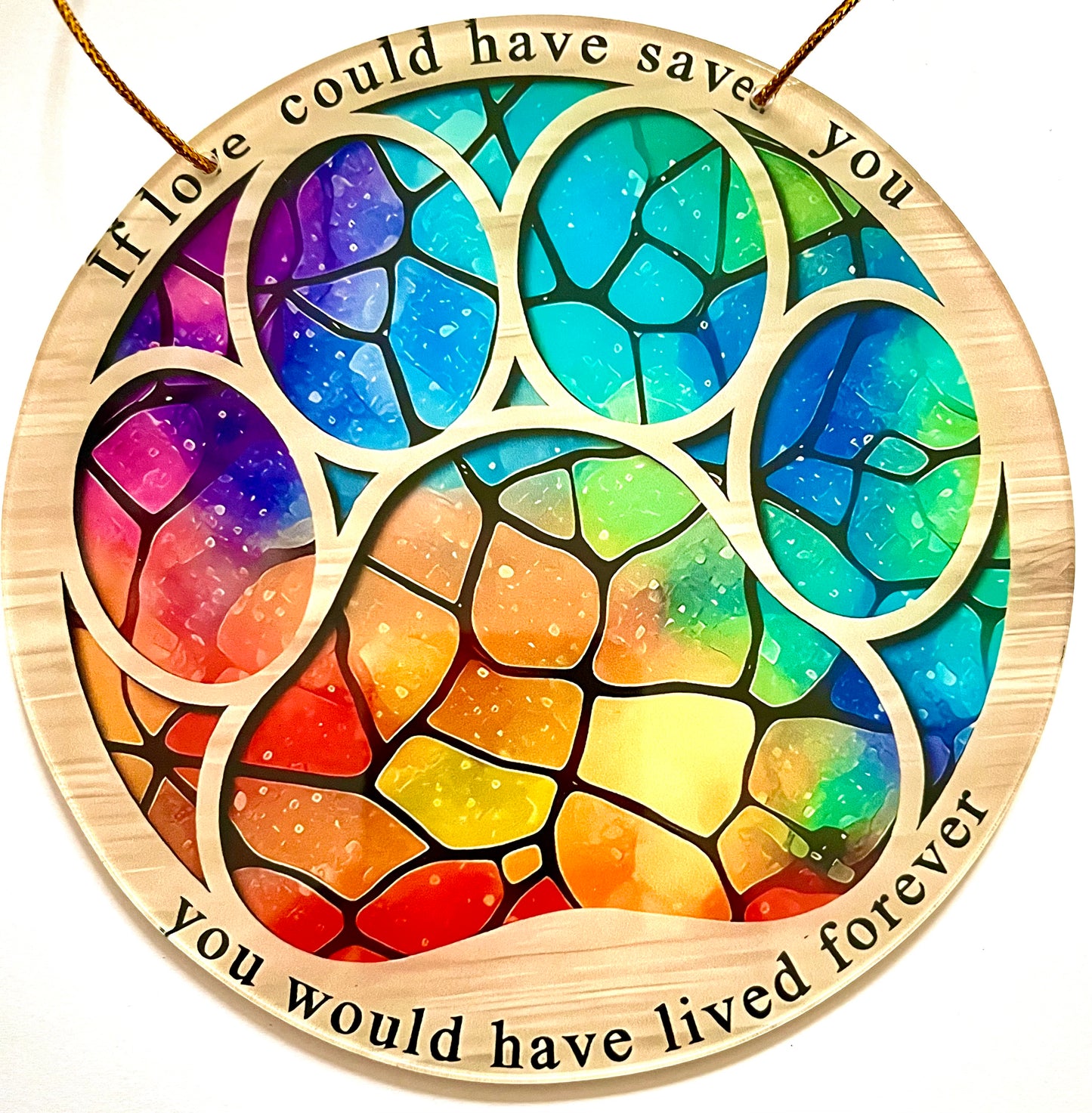 Dog suncatcher - Paw print (rainbow)
