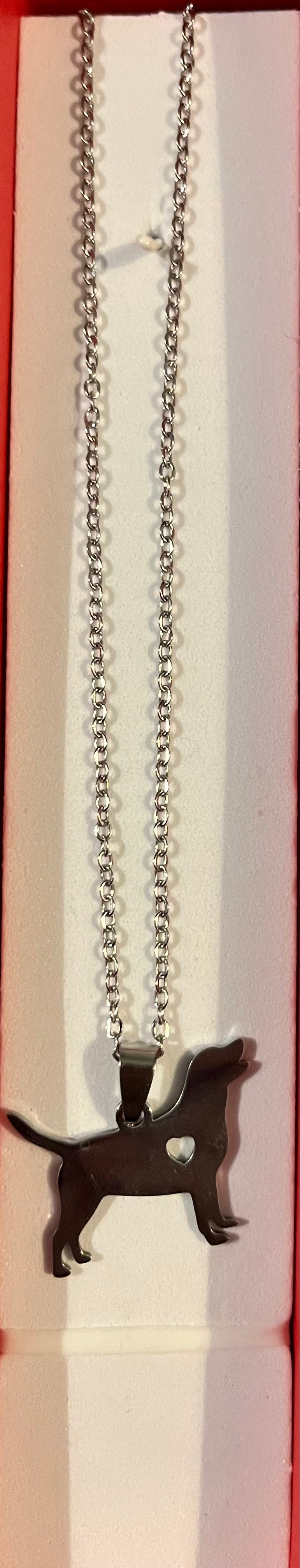 Necklace - Dog & Heart Labrador/ retriever silhouette
