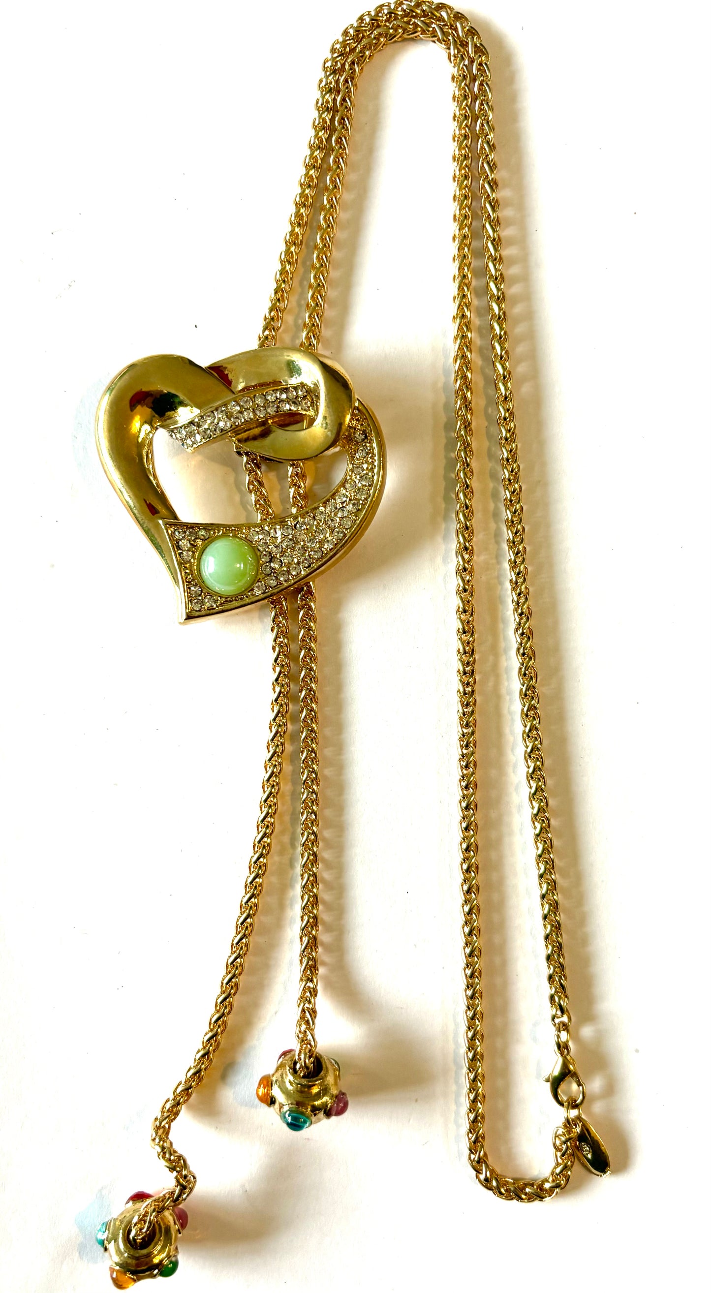 Necklace - gold coloured metal, green &. Multicoloured. Style 33
