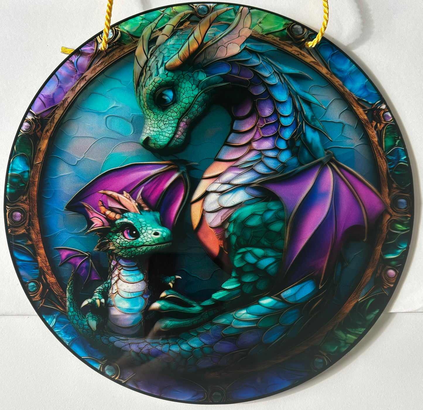Dragon Suncatchers - purple/ green mum/ baby dragon