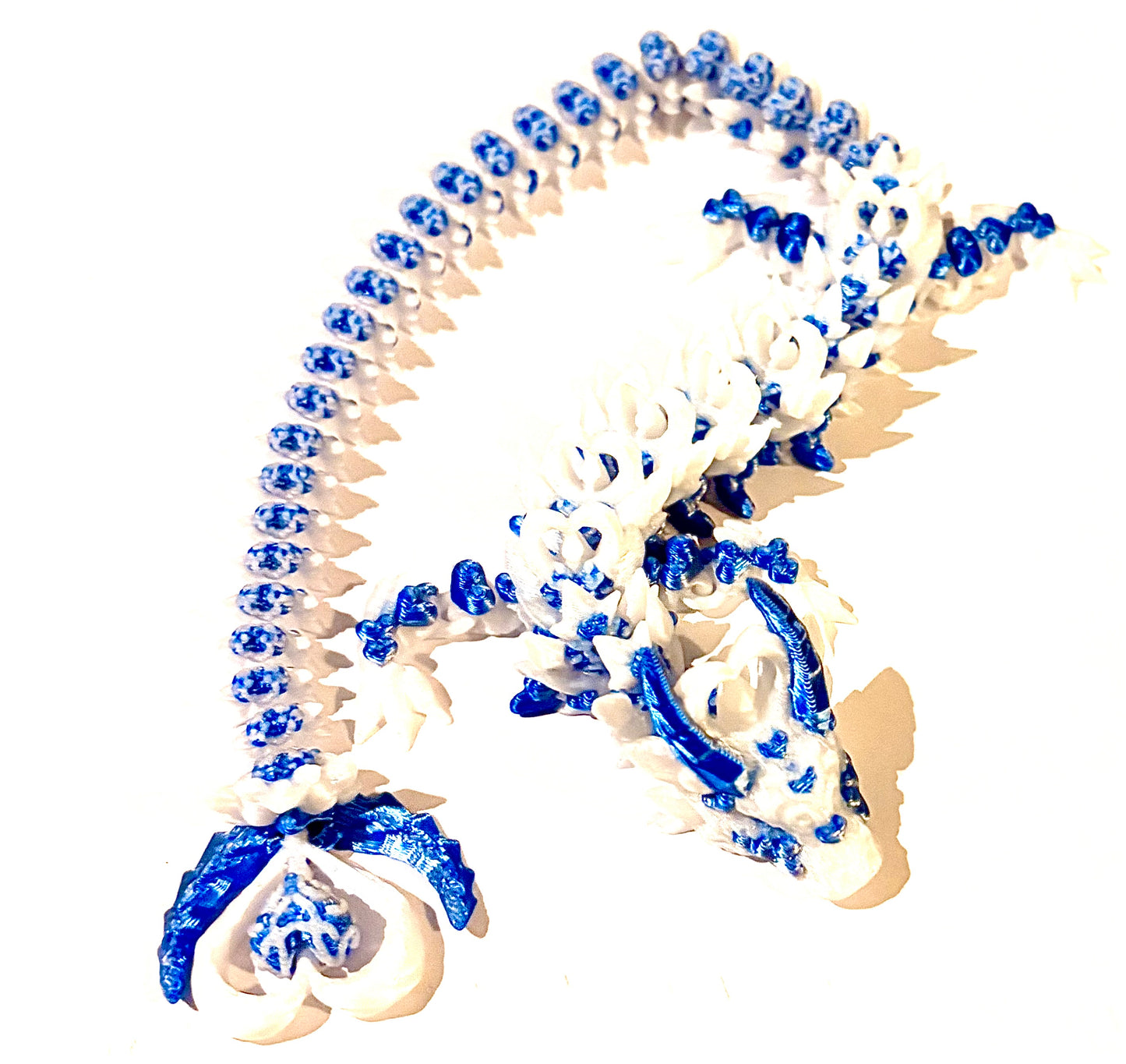 3D printed Dragon - blue/white coloured.
